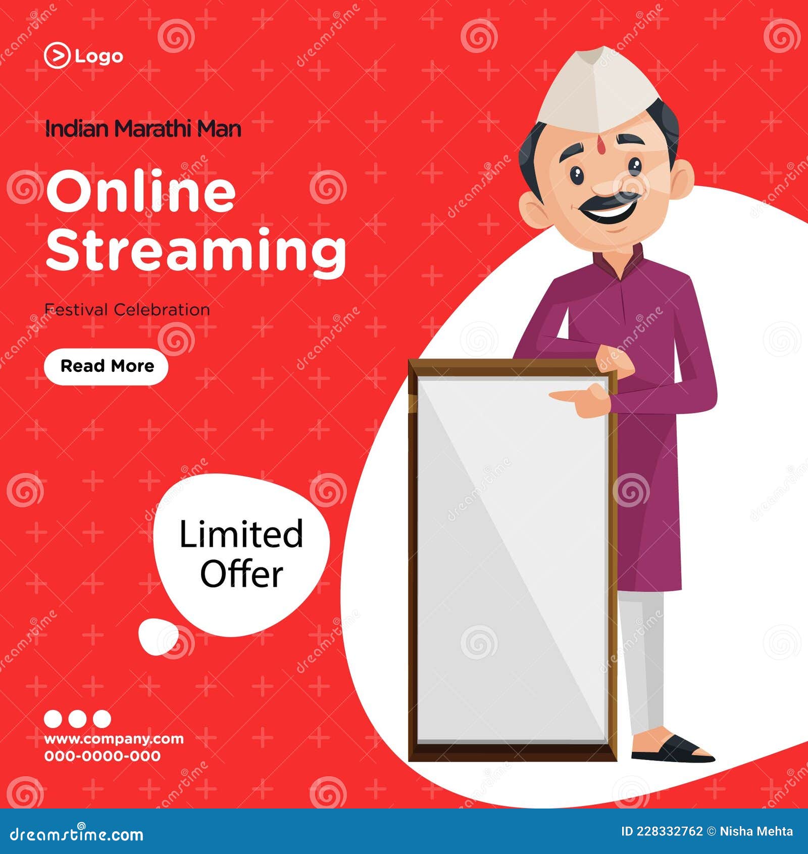 Banner Design of Indian Marathi Man Stock Vector Illustration of happy, celebration 228332762