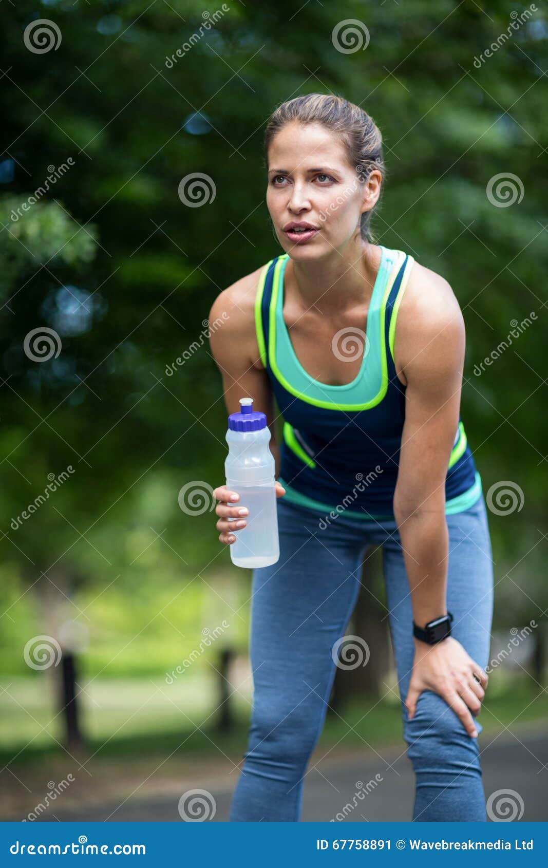 Marathon Female Athlete Running Drinking Water Stock Image Image of