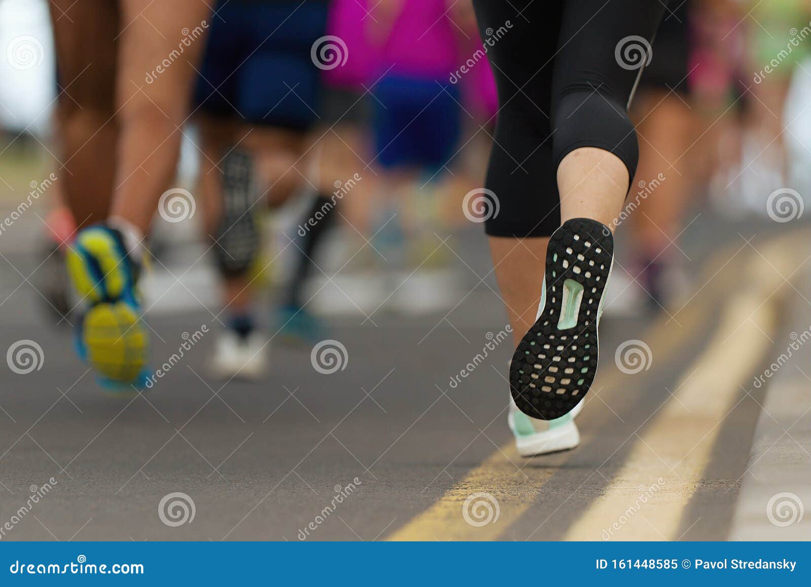 Marathon Runners Running on City Road Stock Image - Image of group ...
