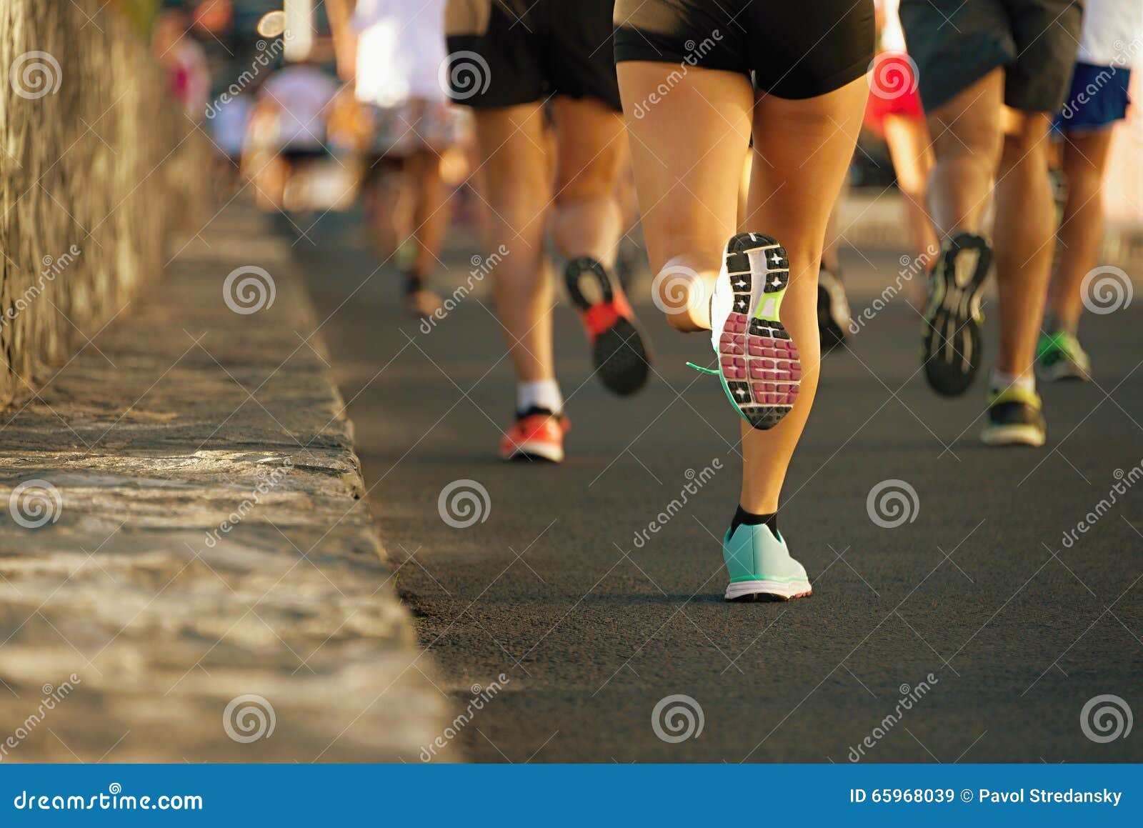 Marathon Running Race, Runners Feet on Road Stock Image Image of