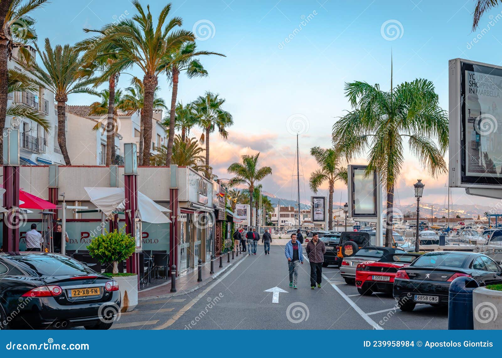 Sunset at Puerto BanÃºs, Andalusia, Spain Editorial Stock Image