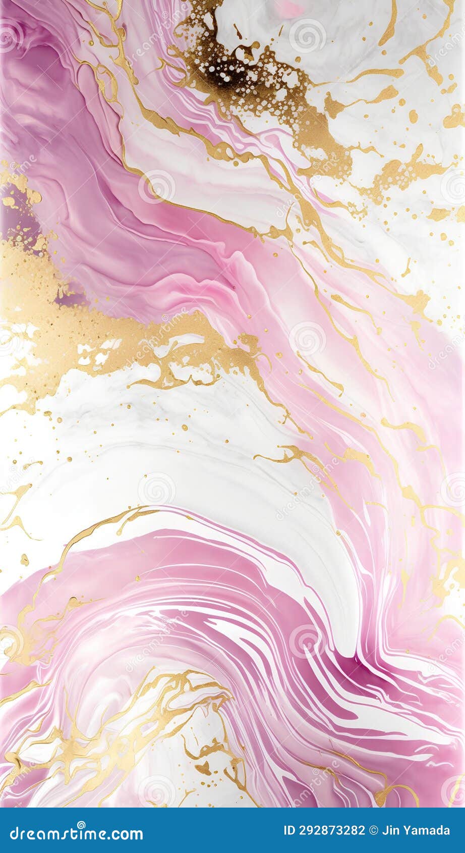 Marble Abstract Background with Gold and Pink Elements. Liquid Marble
