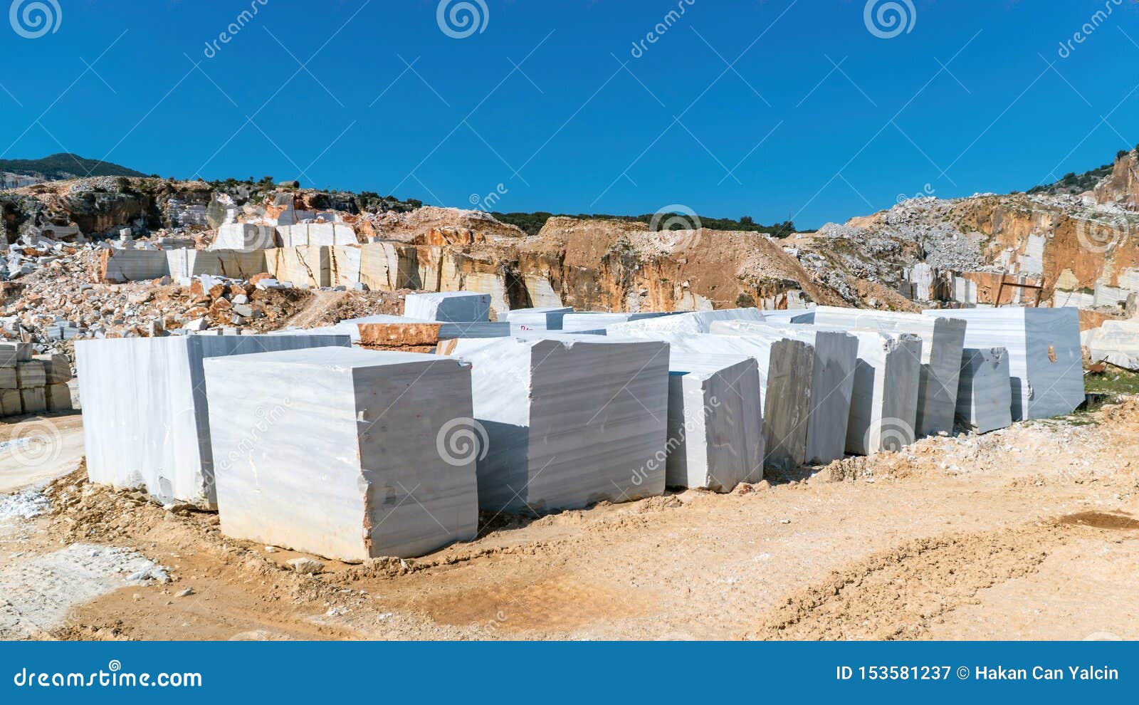 marble blocks extracted from a quarry in marmara island, balikesir, turkey