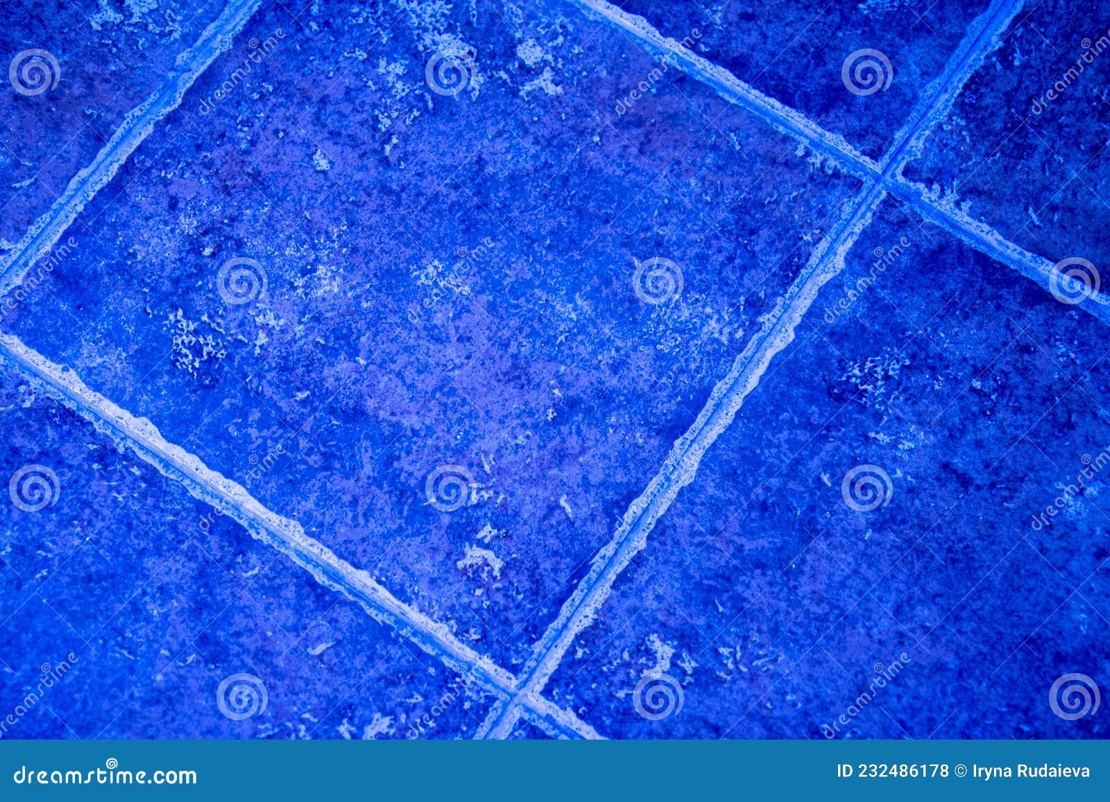 Marble Blue Tile. Bright Abstract Background and Dots Stock Photo