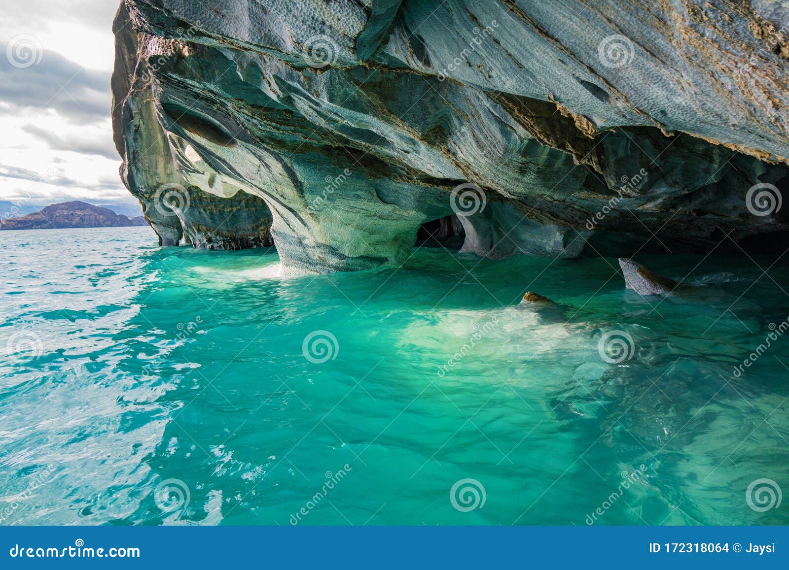 marble caves capillas del marmol, general carrera lake, landscape of lago buenos aires, patagonia, chile