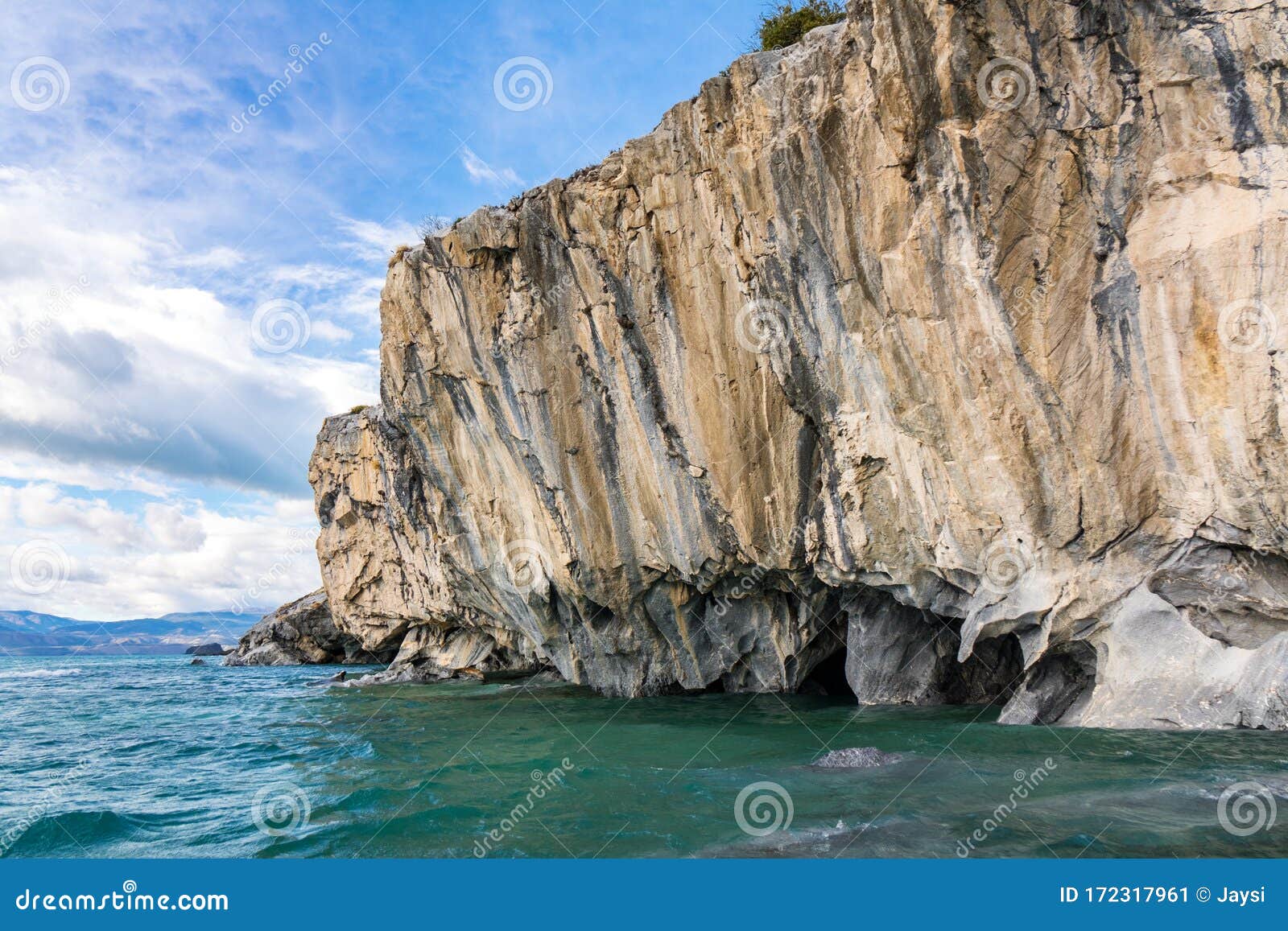 marble caves capillas del marmol, general carrera lake, landscape of lago buenos aires, patagonia, chile