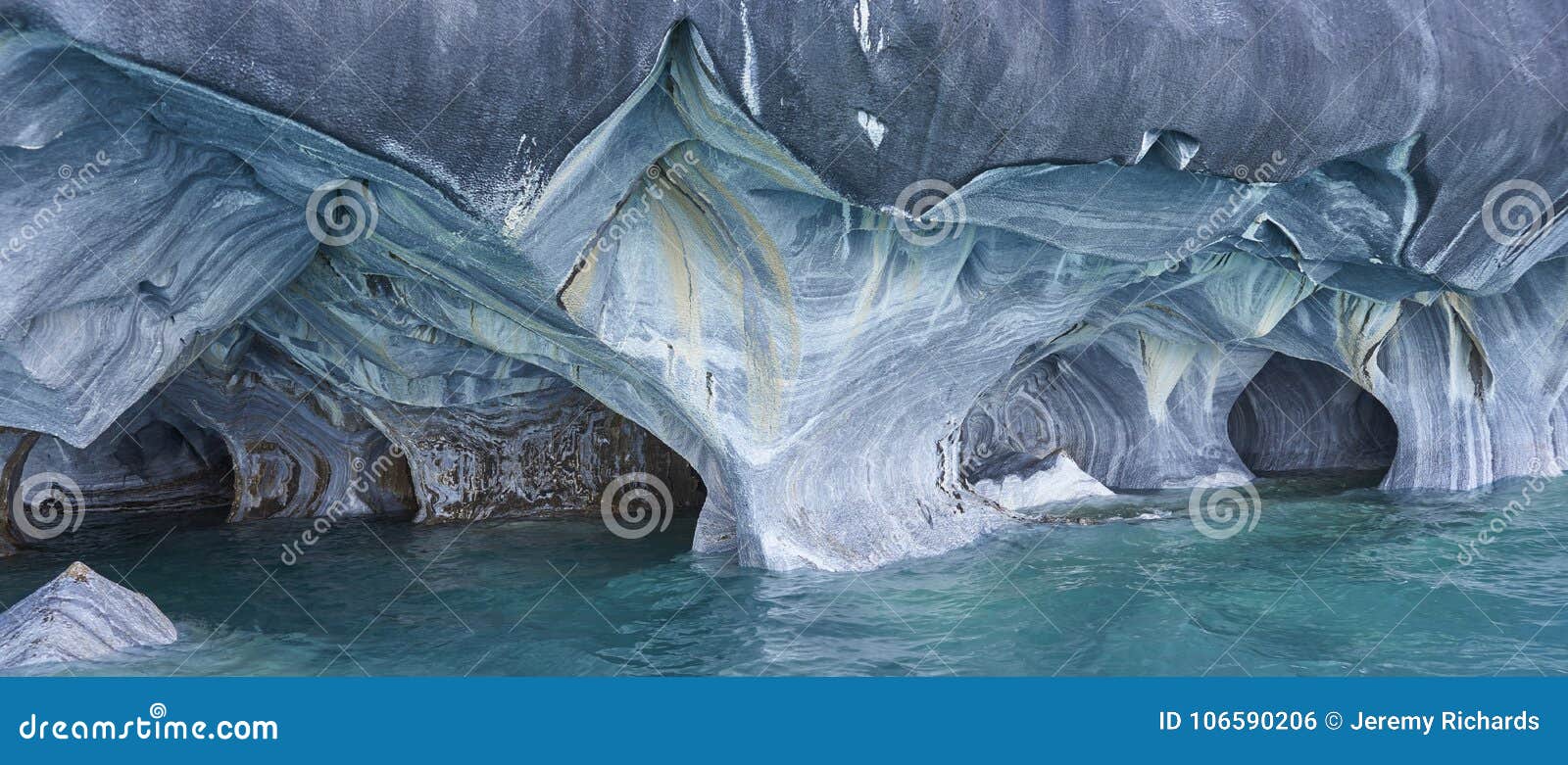 marble caves in northern patagonia, chile.