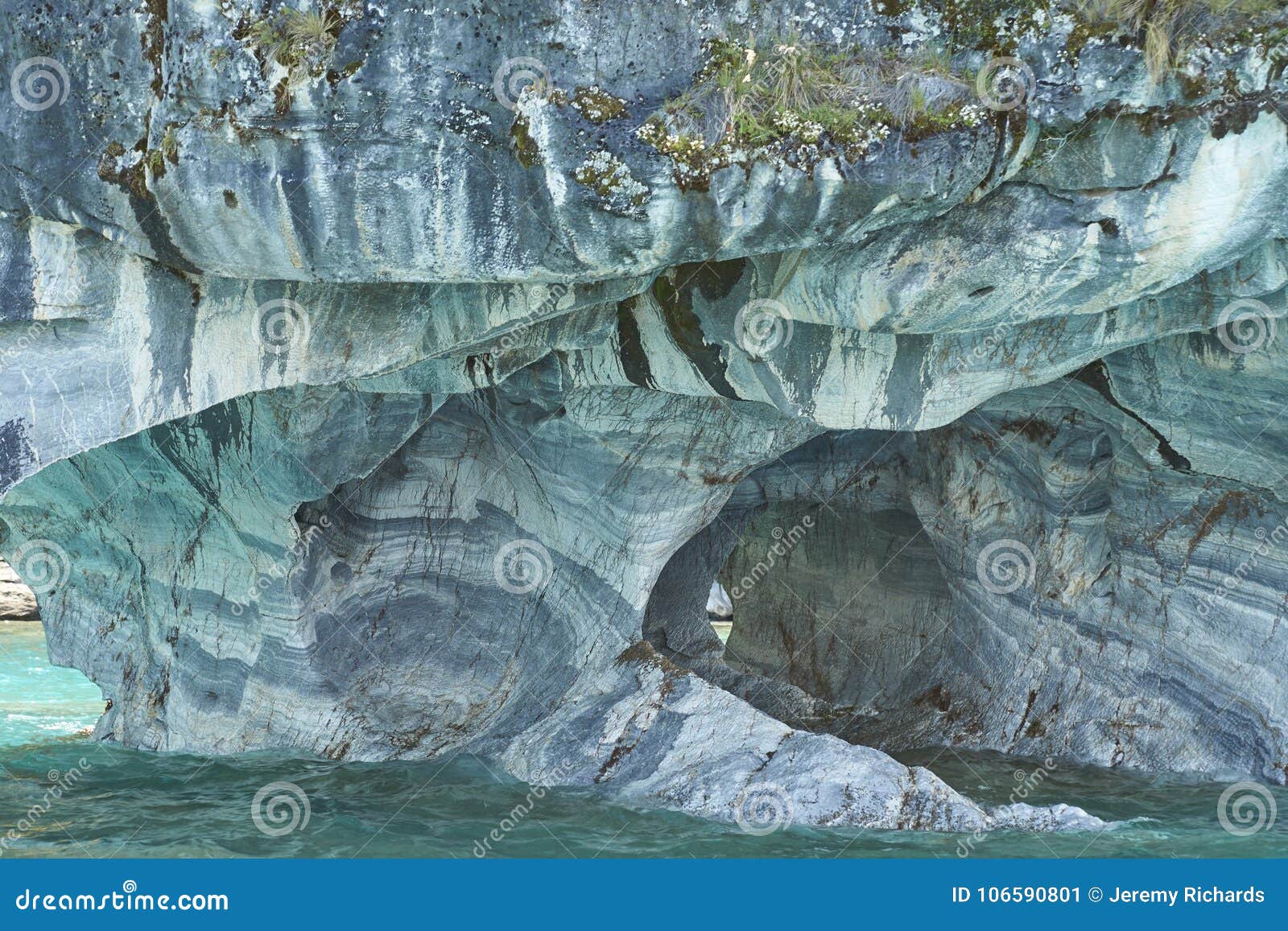 marble caves in northern patagonia, chile.