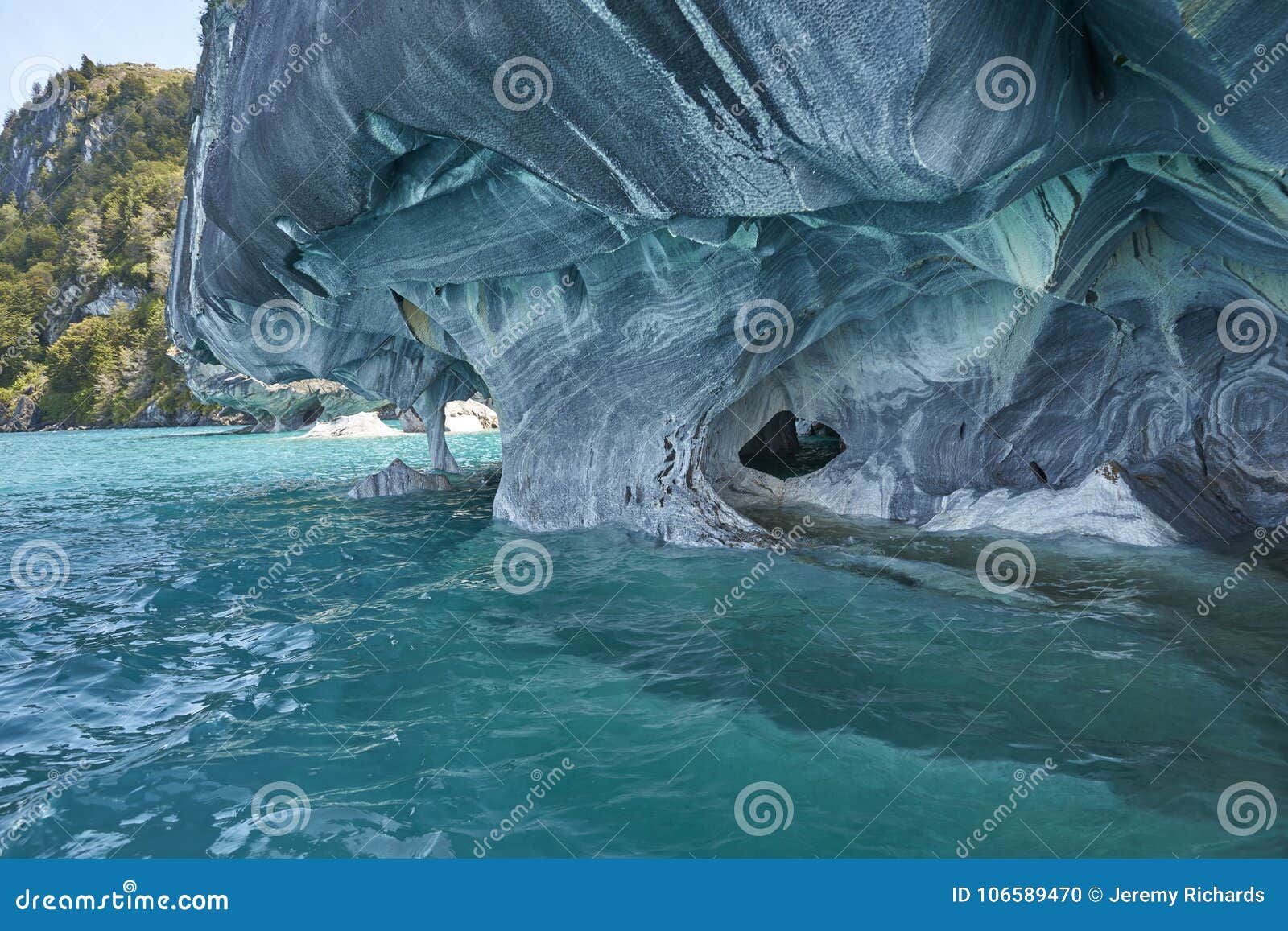 marble caves in northern patagonia, chile.