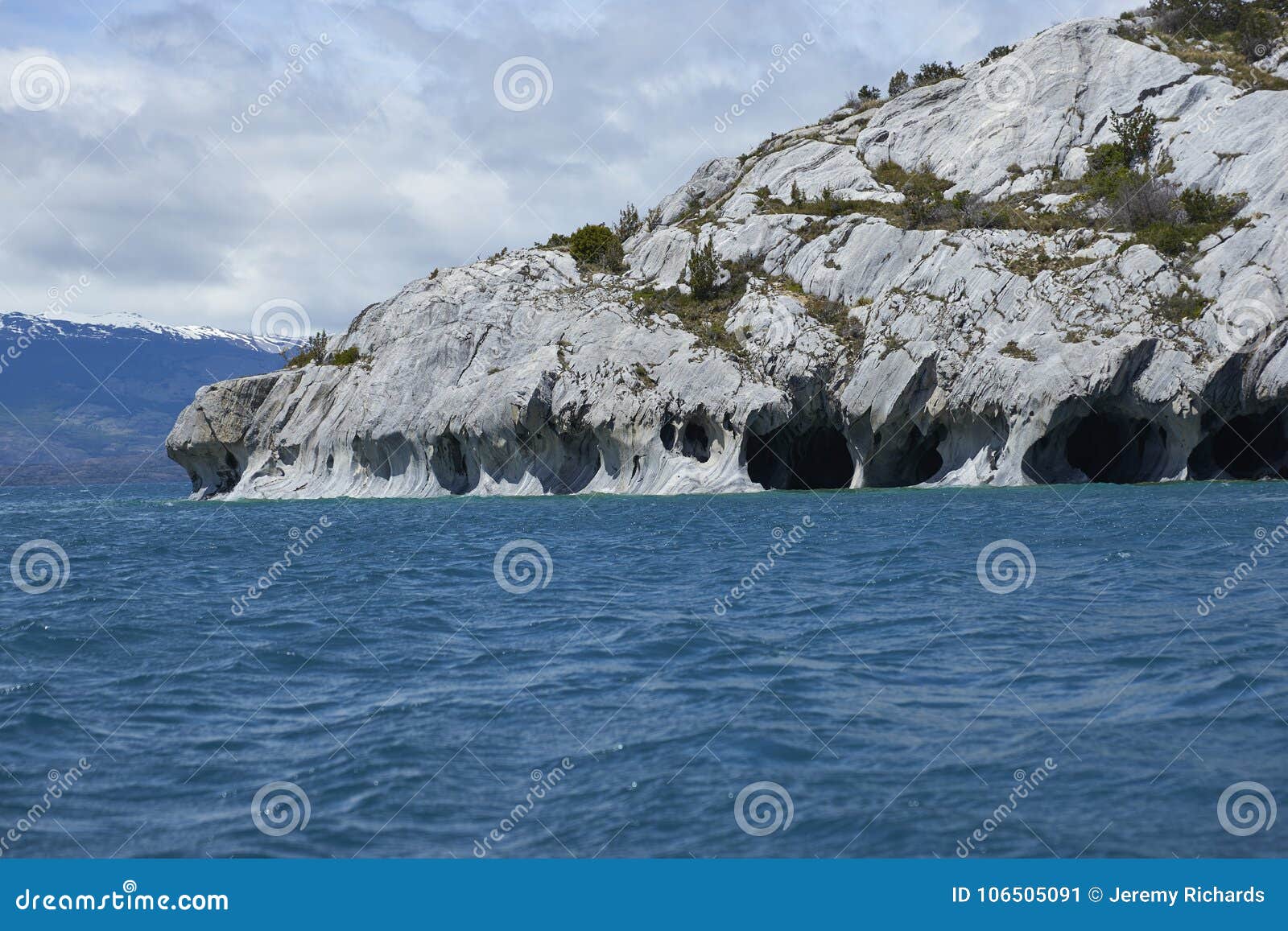 marble caves in northern patagonia, chile.