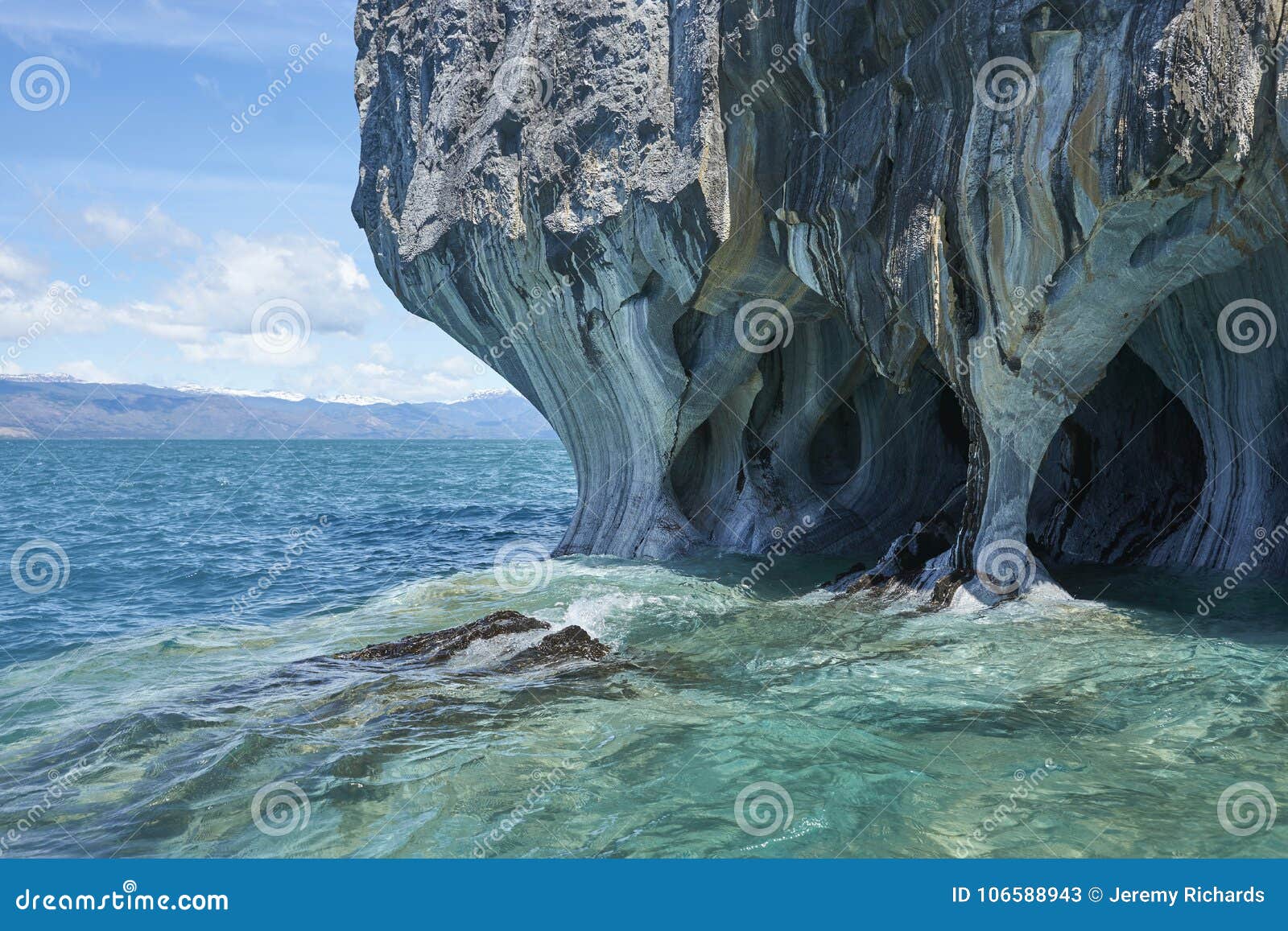 marble caves in northern patagonia, chile.