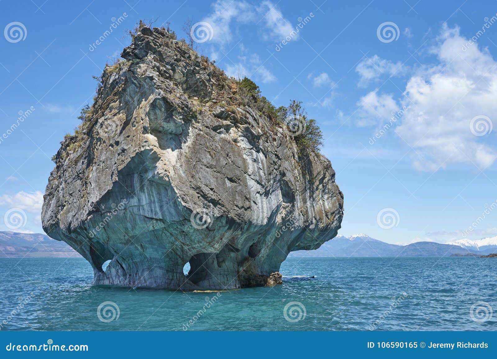 marble caves in northern patagonia, chile.