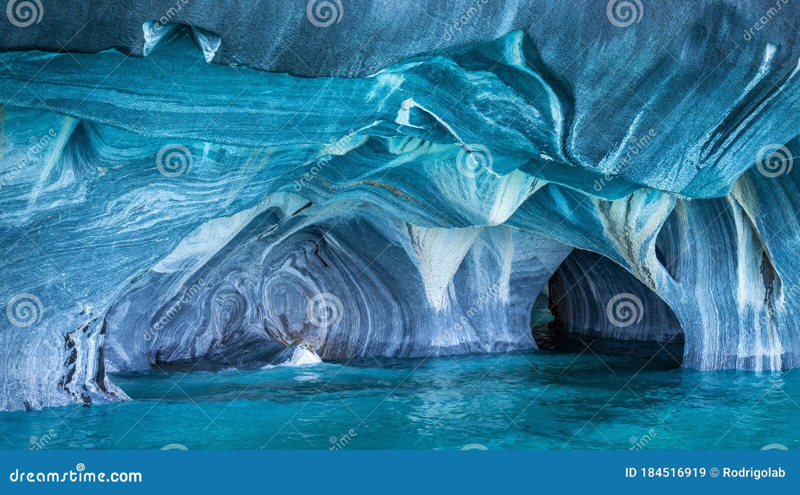 the marble caves in general carrera lake, chilean patagonia, south america
