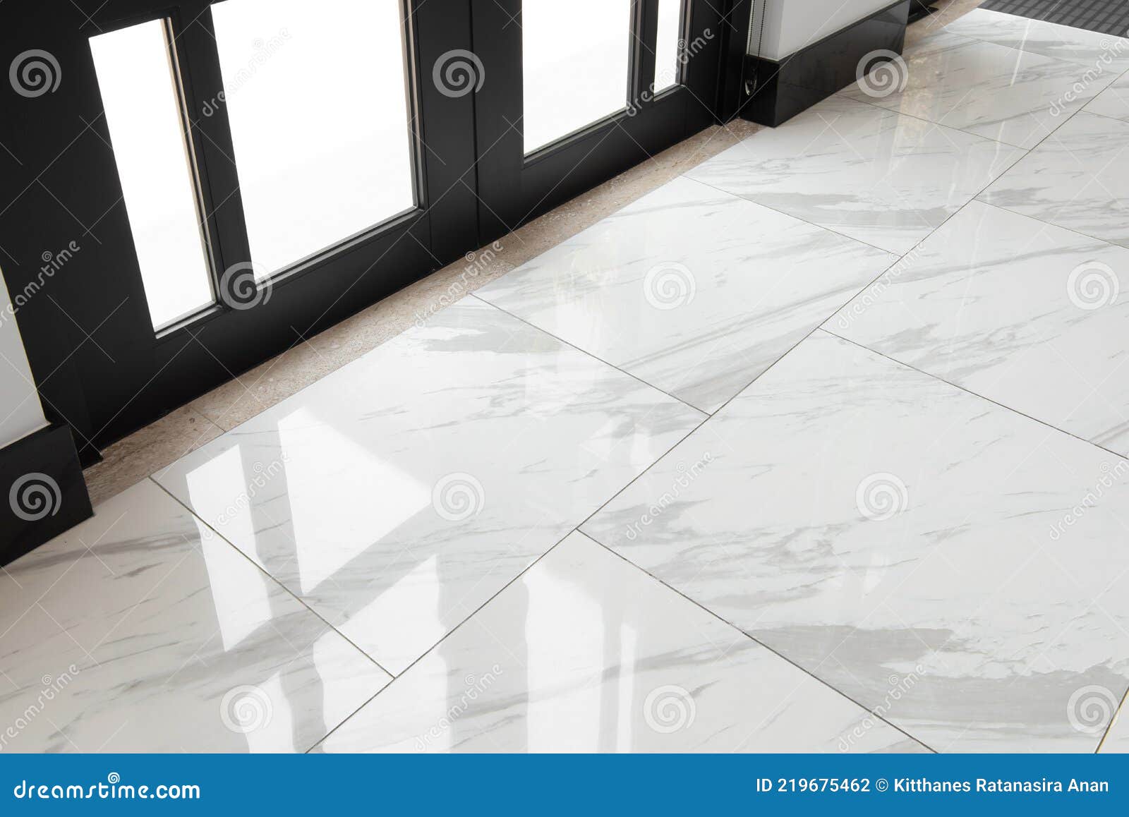 Marble Floor Tiles in the Glass Door Stock Photo Image of glass