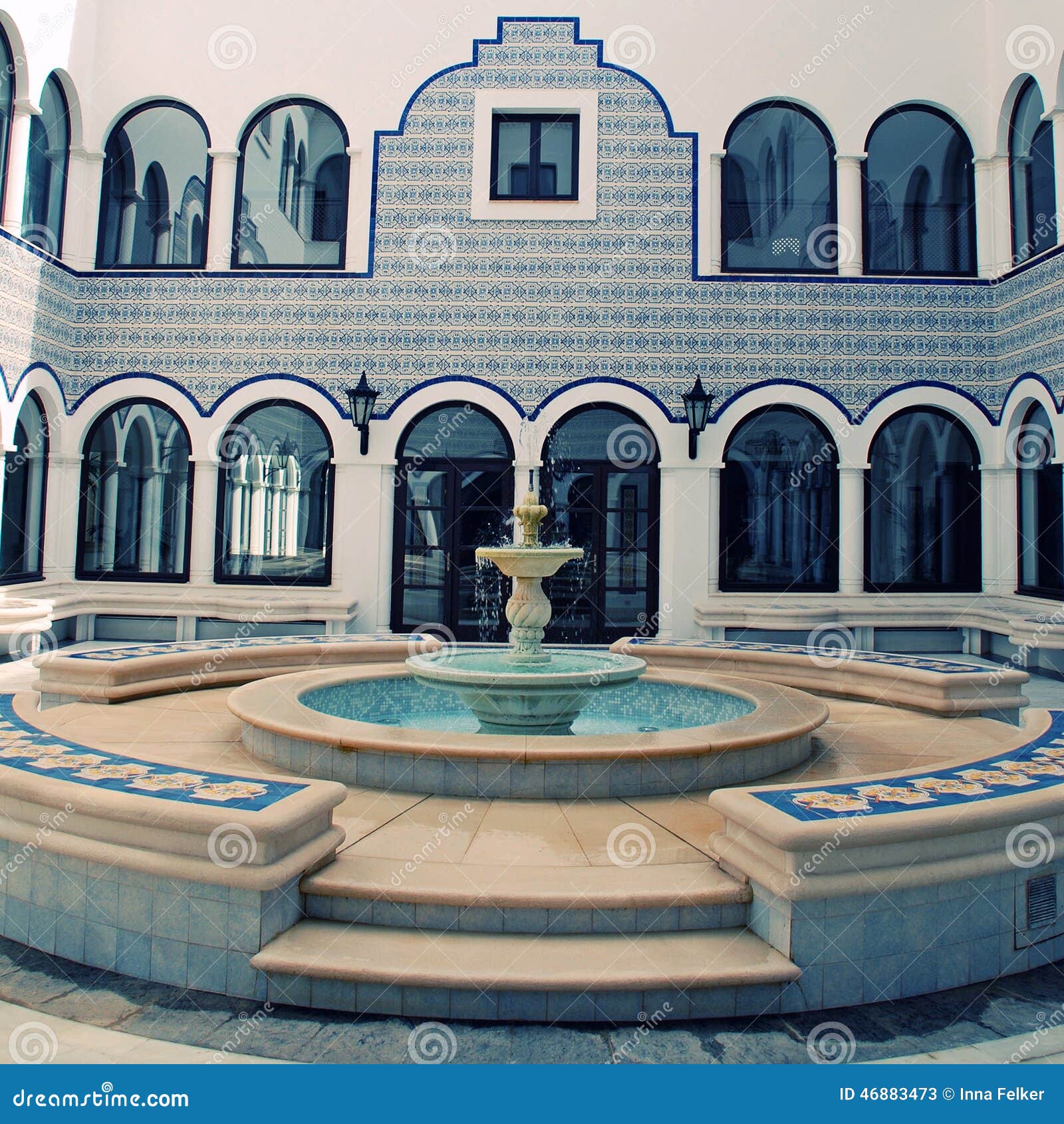 Marble Fountain in Arabic Style Patio(Morocco) Stock Image Image of