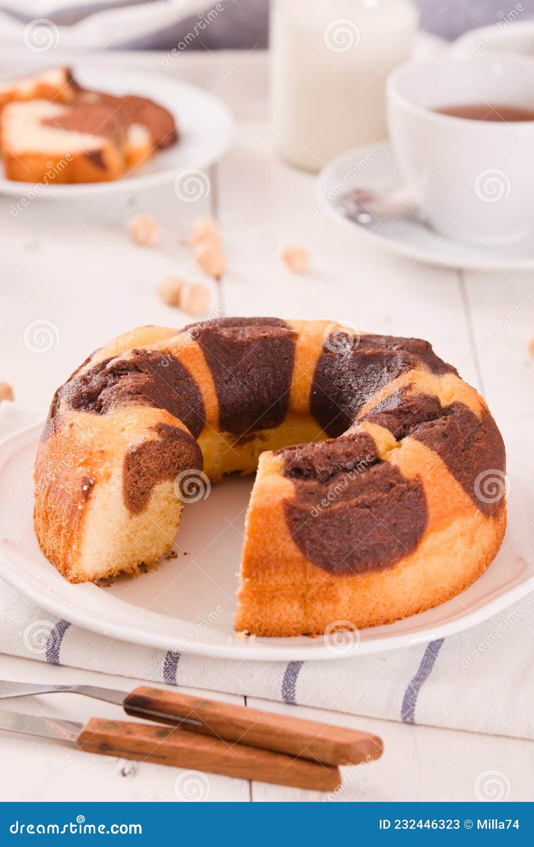 Marble Ring Cake with Hazelnuts. Stock Image Image of dish, hazelnuts 232446323