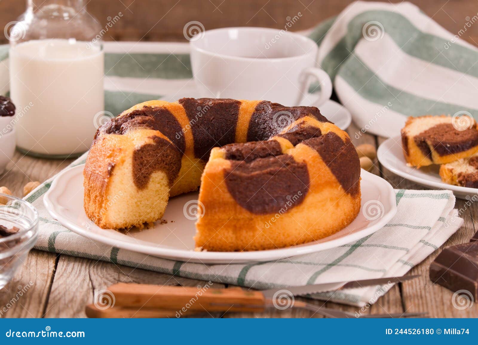 Marble Ring Cake with Hazelnuts. Stock Photo Image of homemade, bakery 244526180