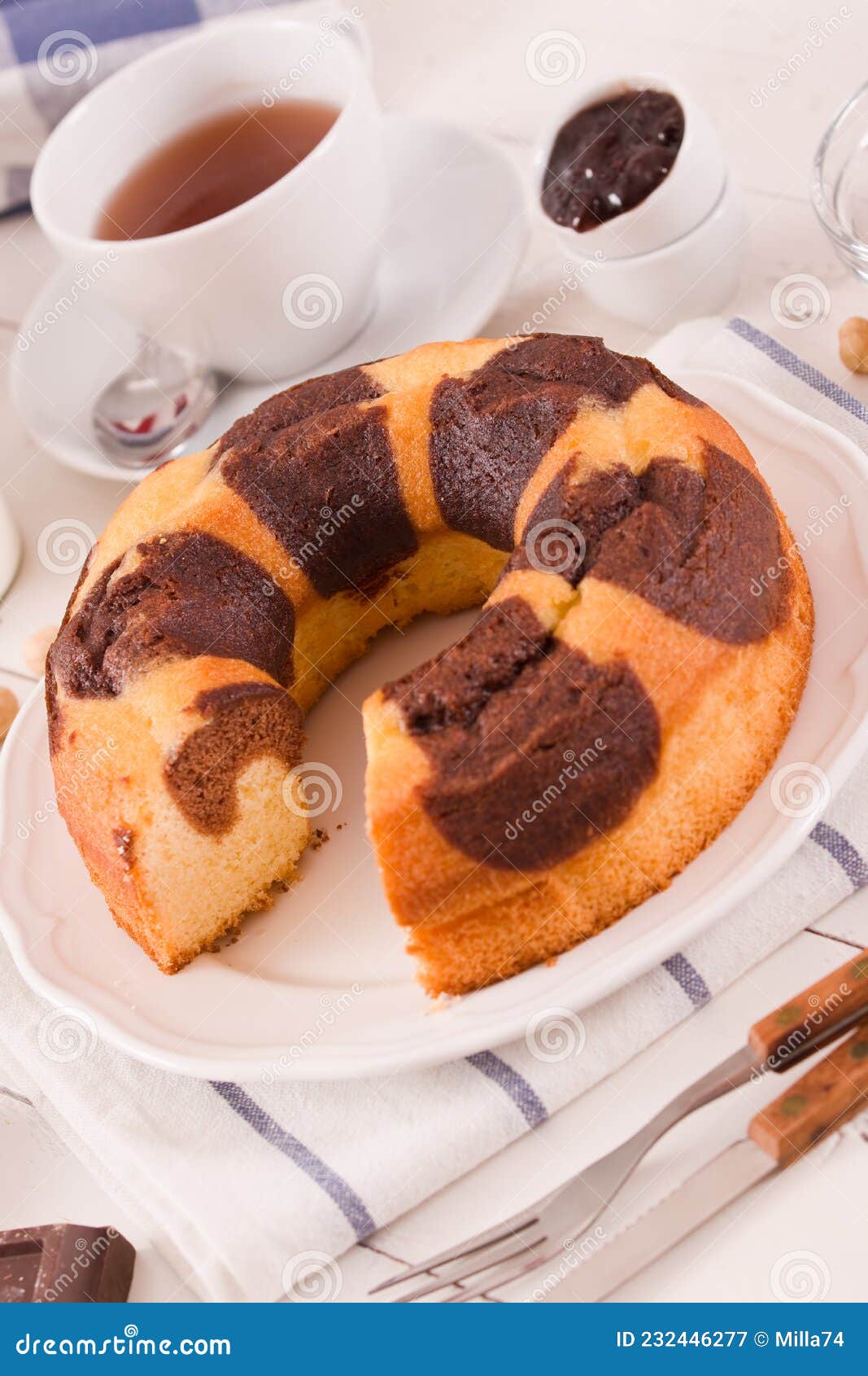Marble Ring Cake with Hazelnuts. Stock Image Image of gourmet, delicious 232446277