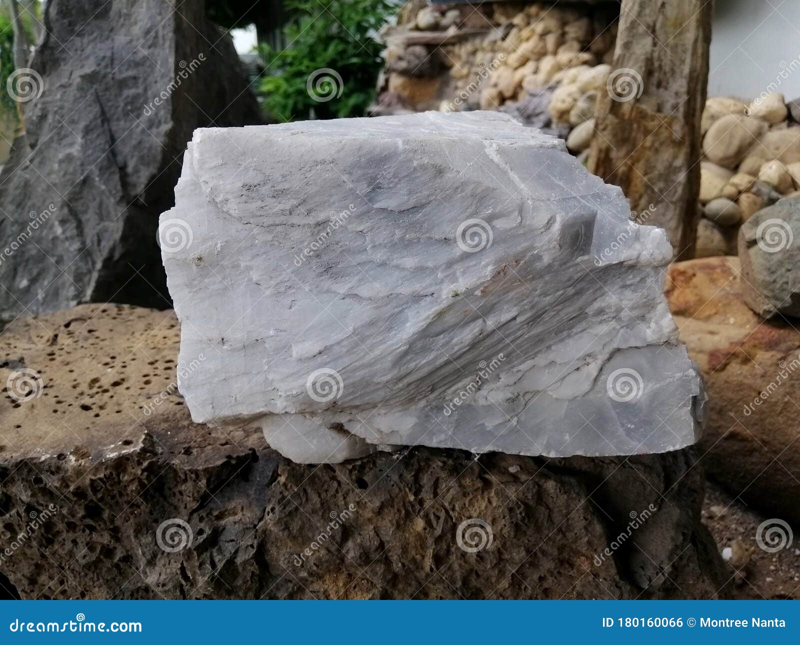 marble stone on nature background.