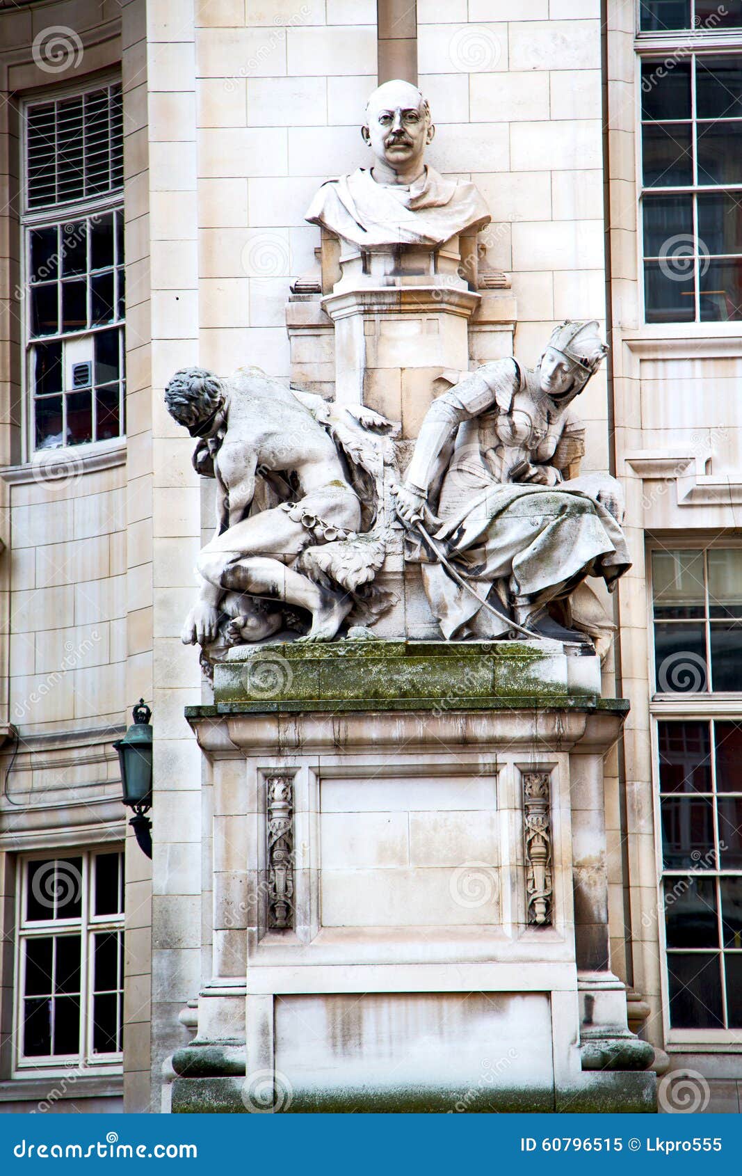 Marble and Statue in Old City of England Stock Image Image of