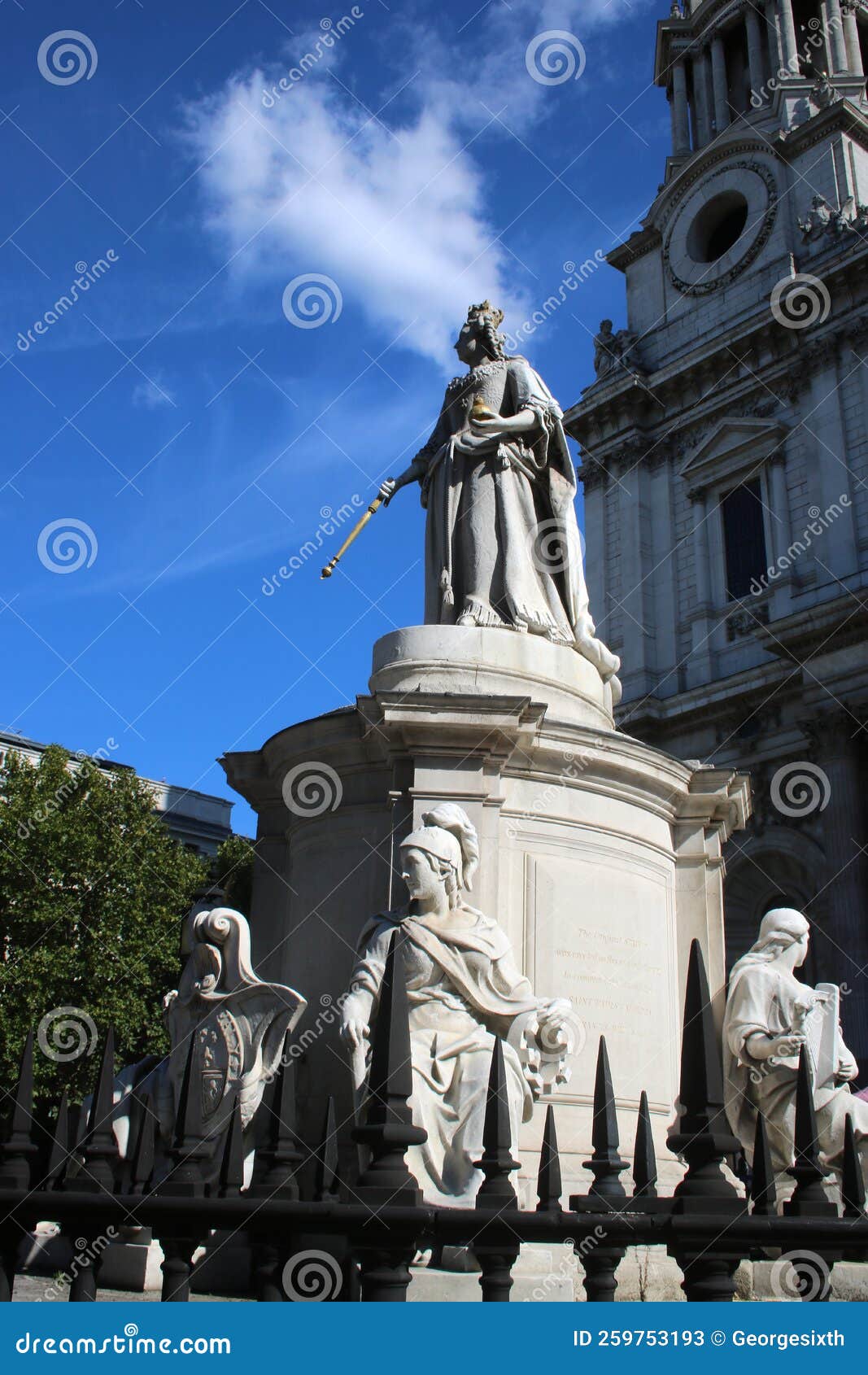 Marble Statue of Queen Anne St Pauls Cathedral Stock Image Image of