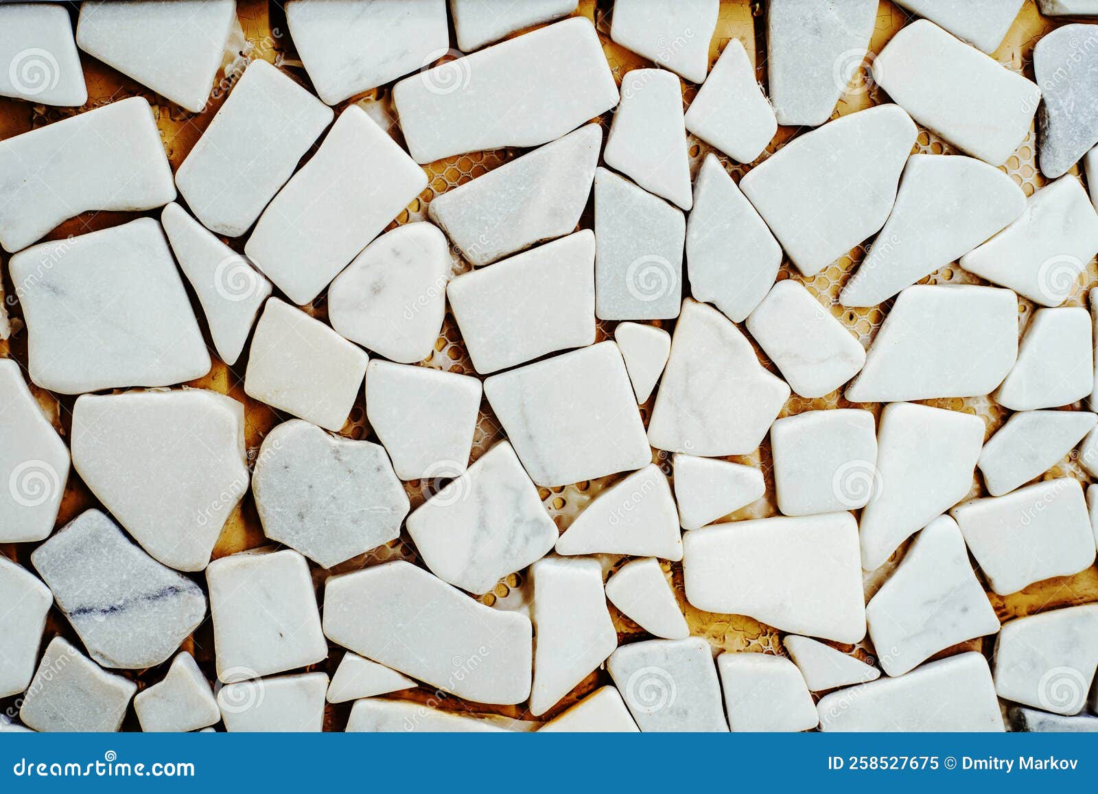 Marble Tiles of Small Size and Various Shapes. a Sample of Cladding