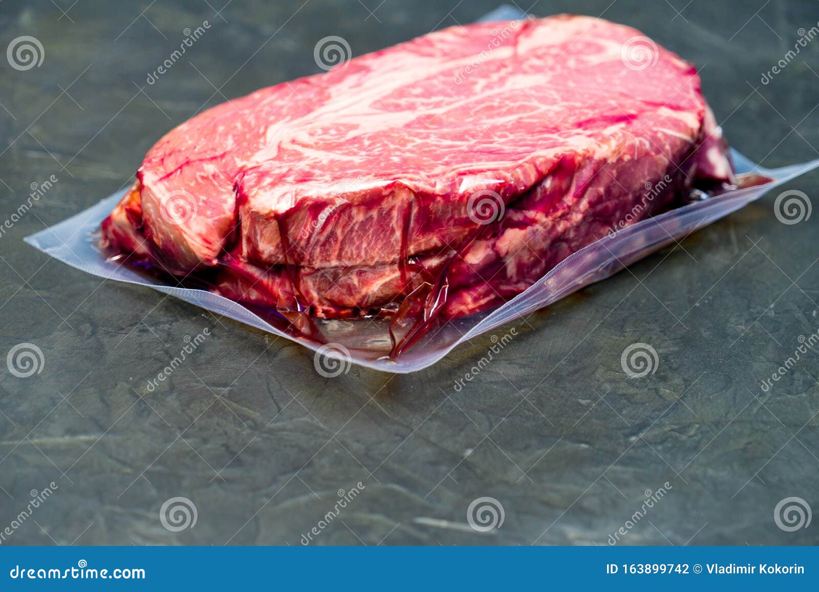 The Marbled Beef Steak in a Vacuum Pack Stock Photo Image of piece