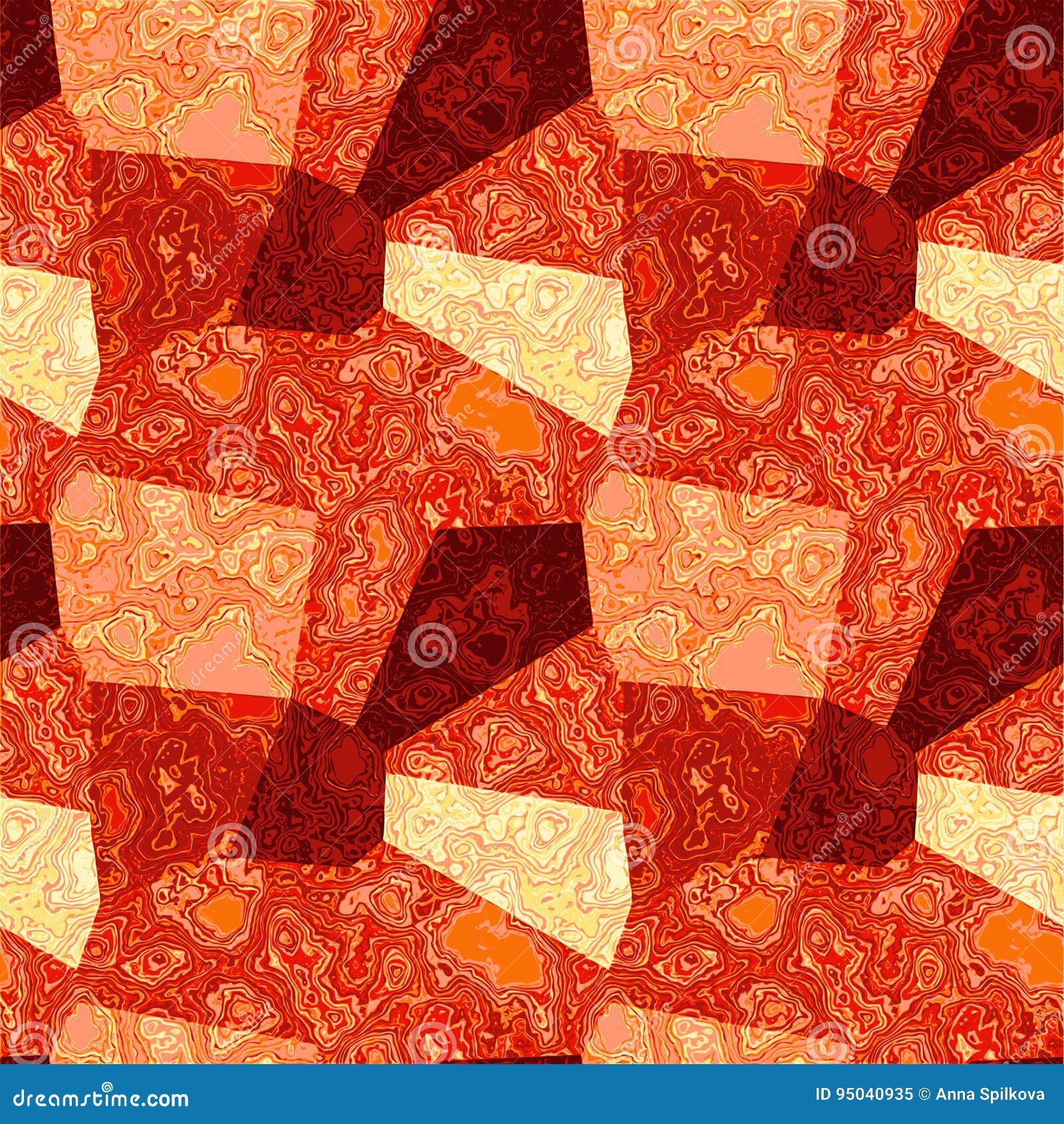 Marbled Red, Pink and Yellow Background of Polygons Stock Vector