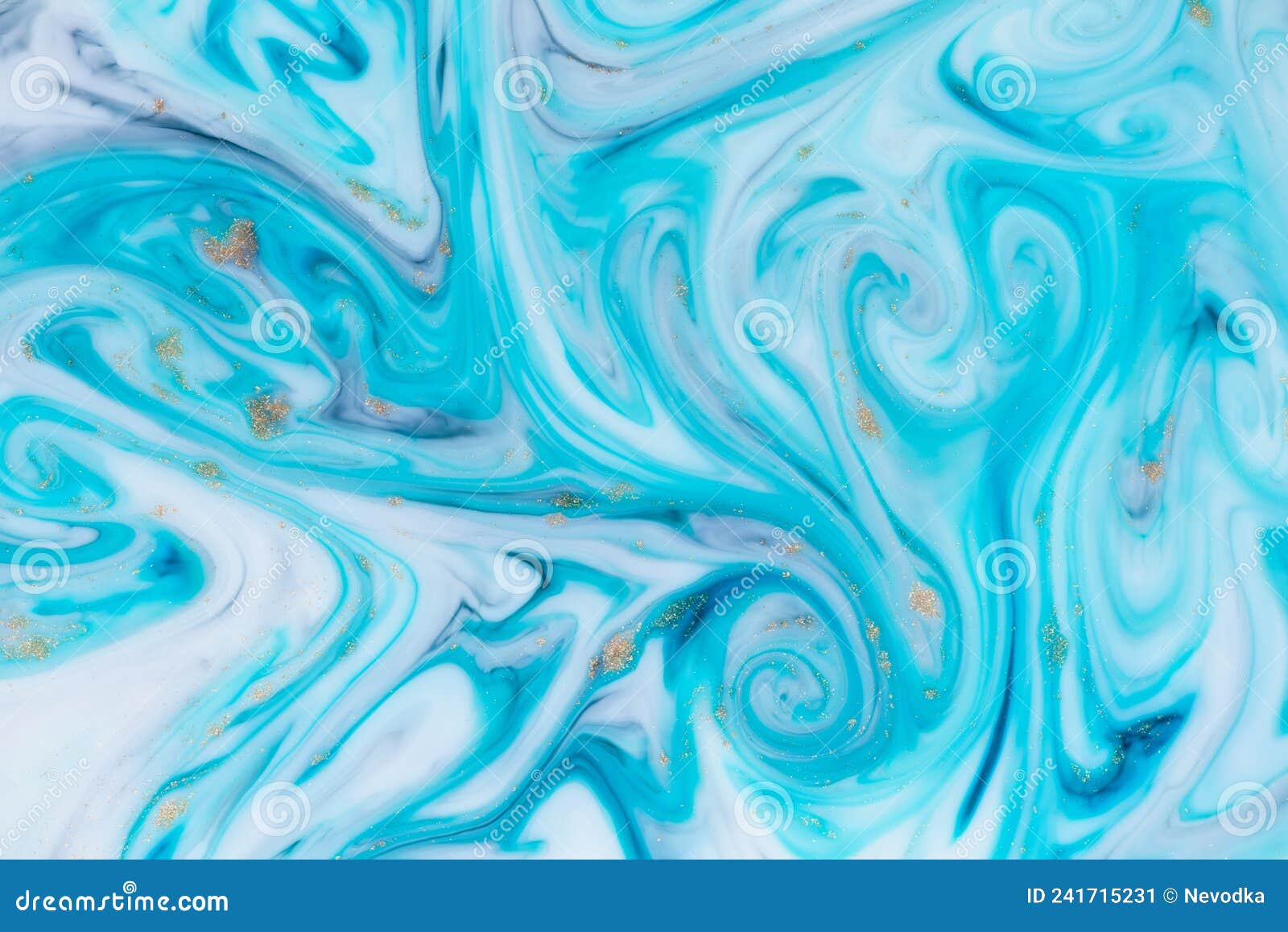 Marbled blue white abstract background liquid with flowing marble paint  texture Stock Photo