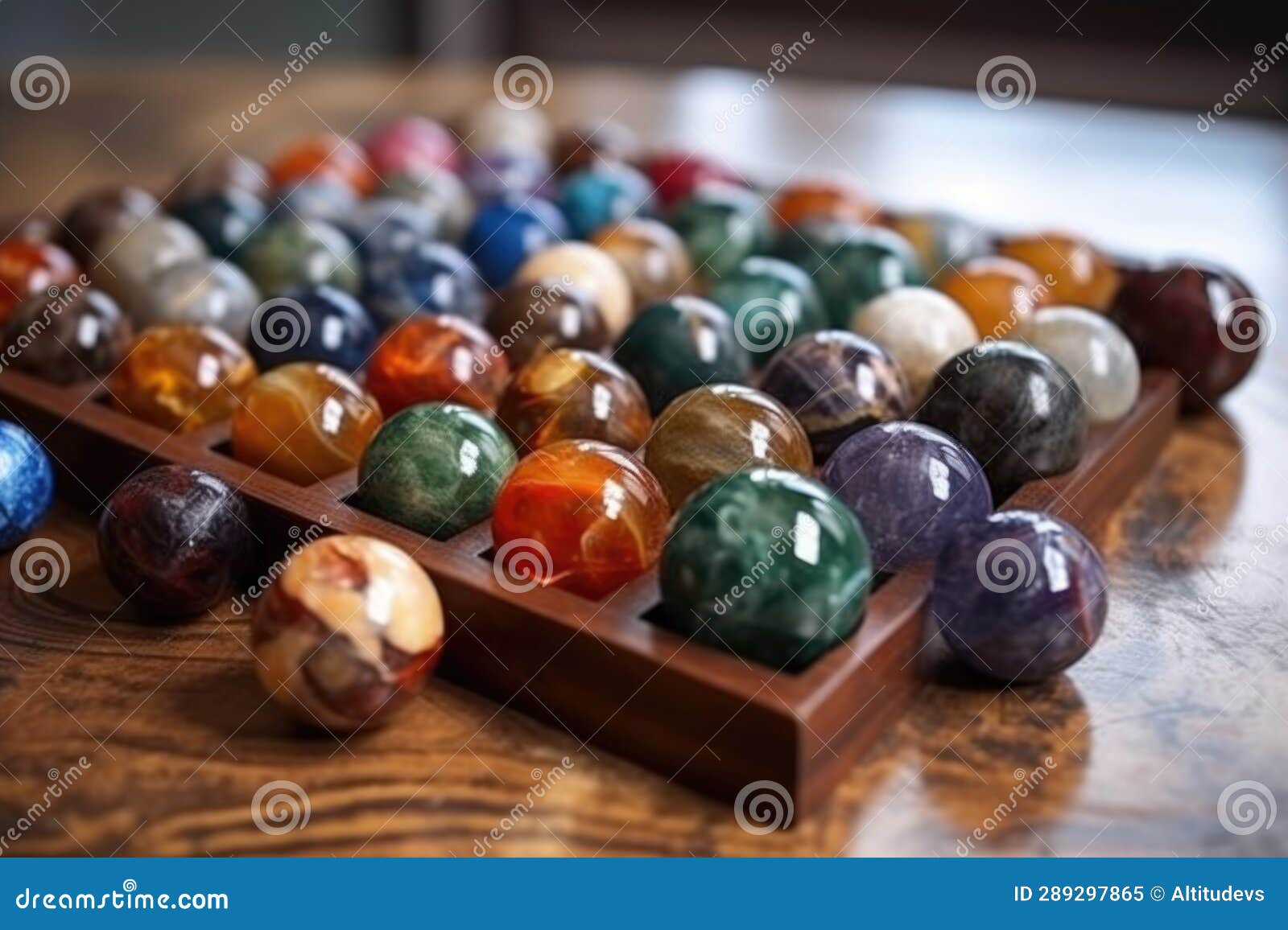 Marbles on a Vintage Wooden Board Game Stock Image Image of generated
