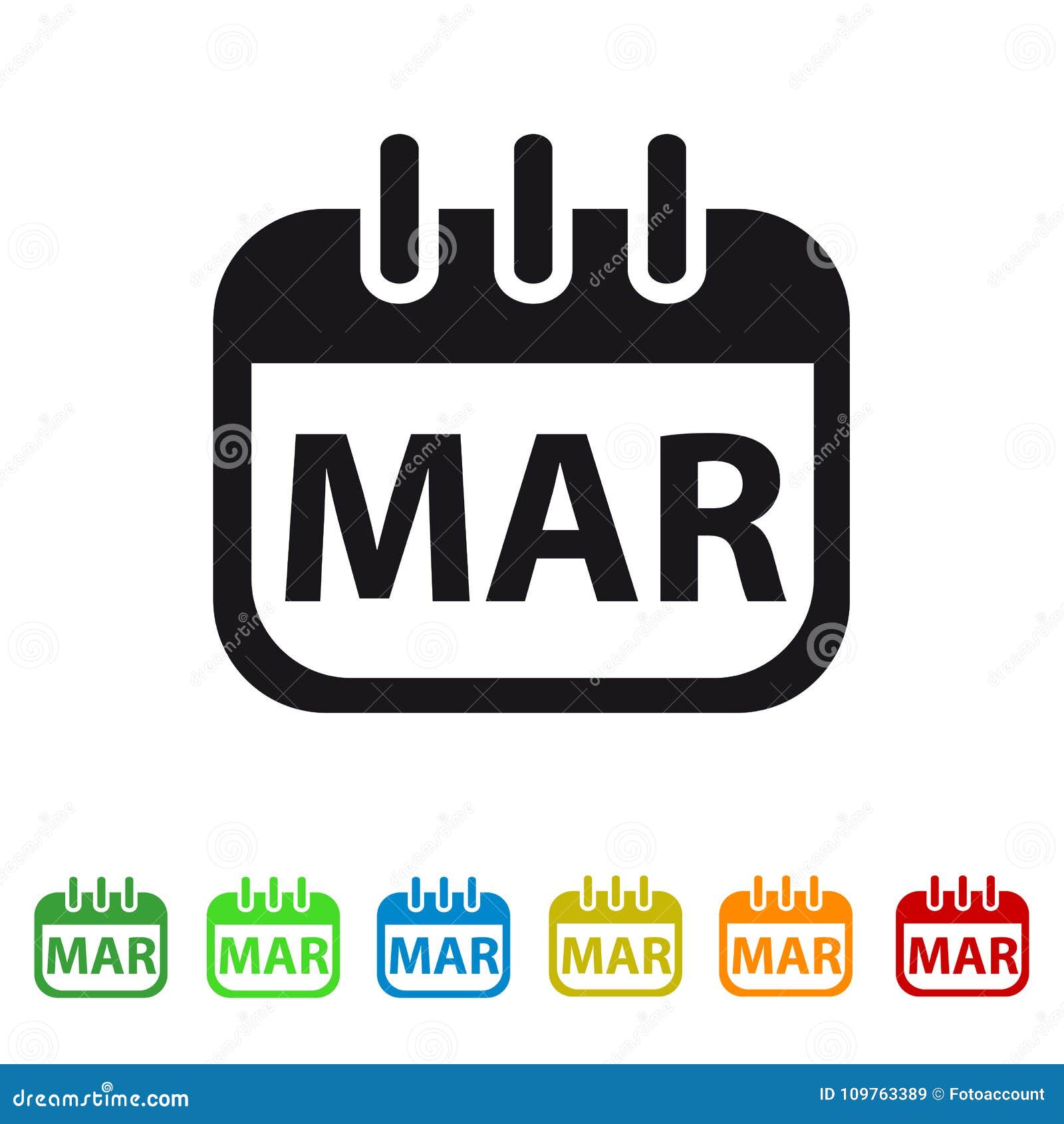 March Calendar Icon Colorful Vector Symbol Stock Vector