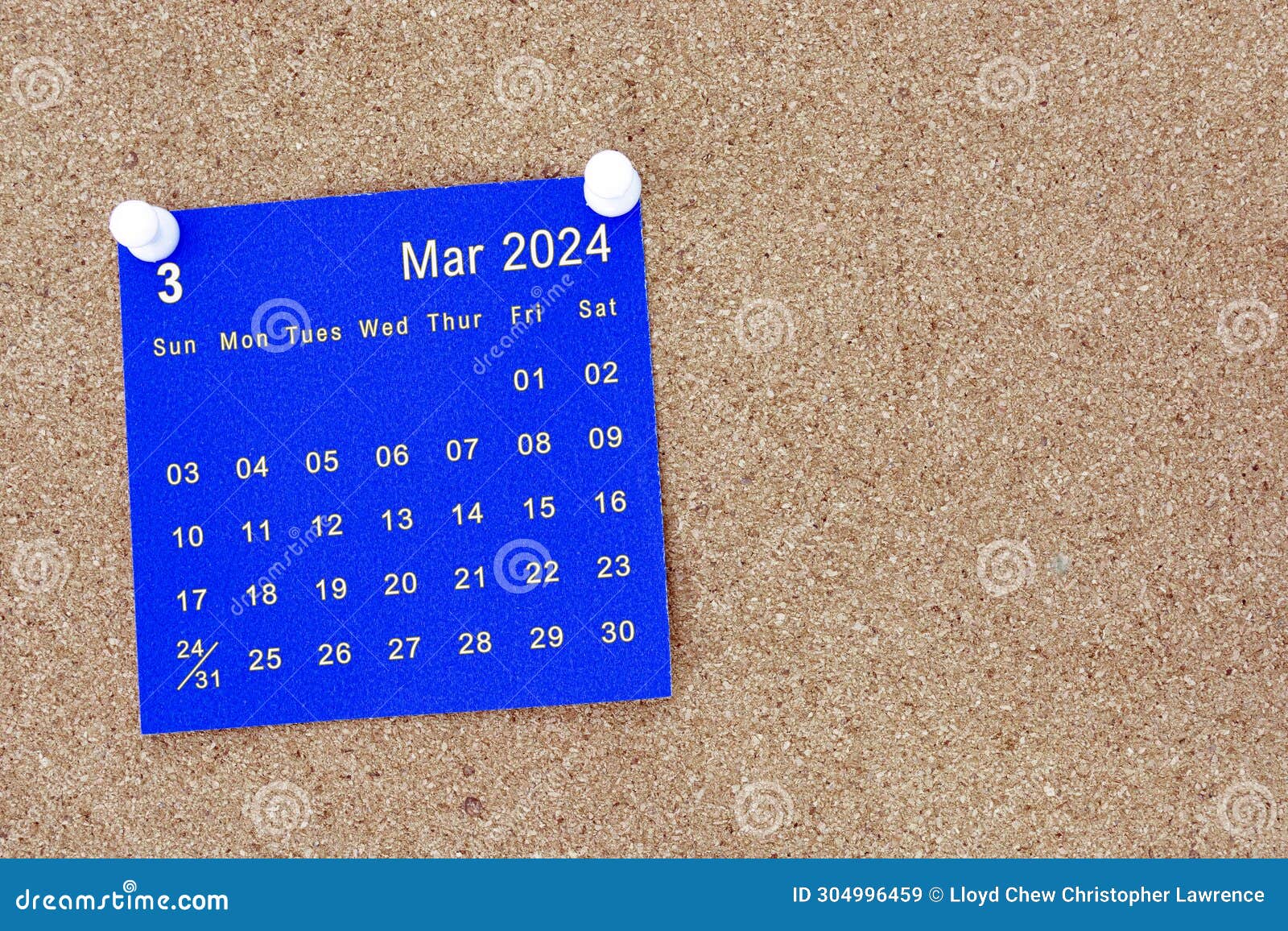 March 2024 Calendar on Sticky Note. Reminder and 2024 New Year Concept