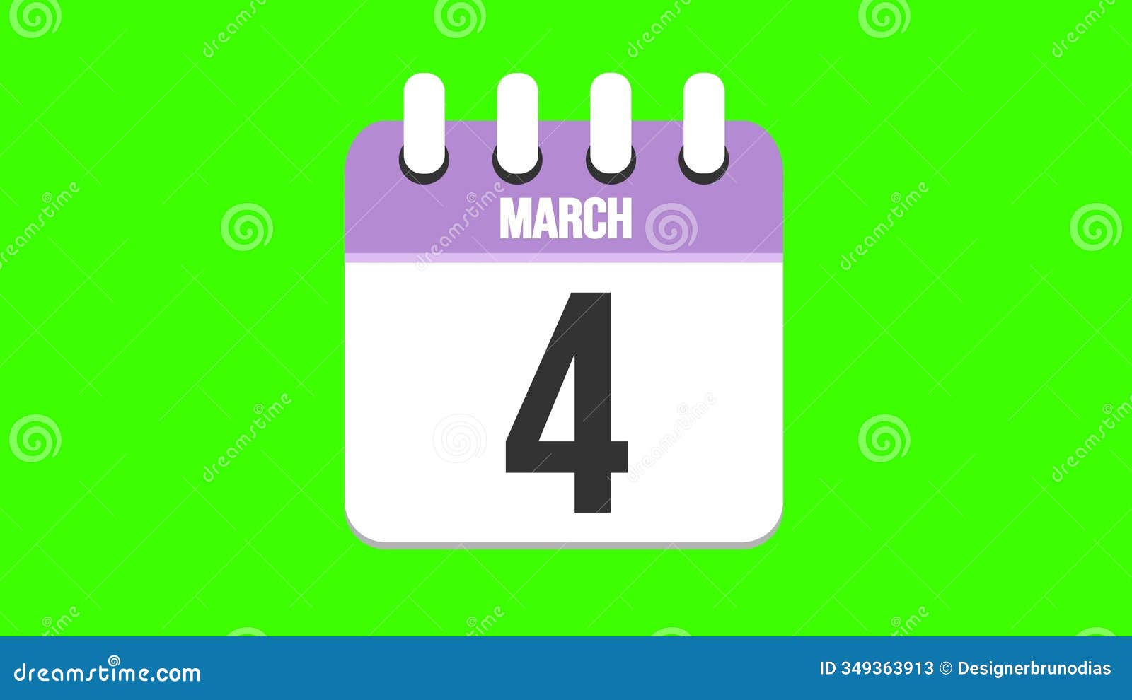 march 4. cartoon style calendar.
