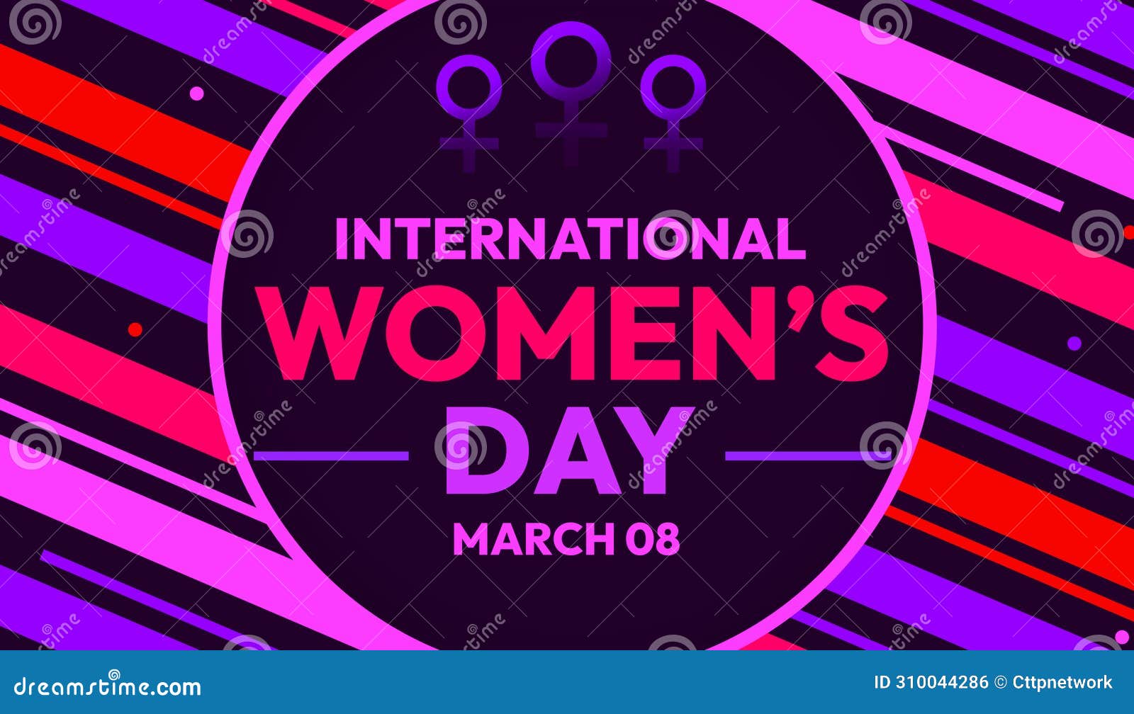 march 08 is celebrated as international women's day in the world, colorful background  with typography and s