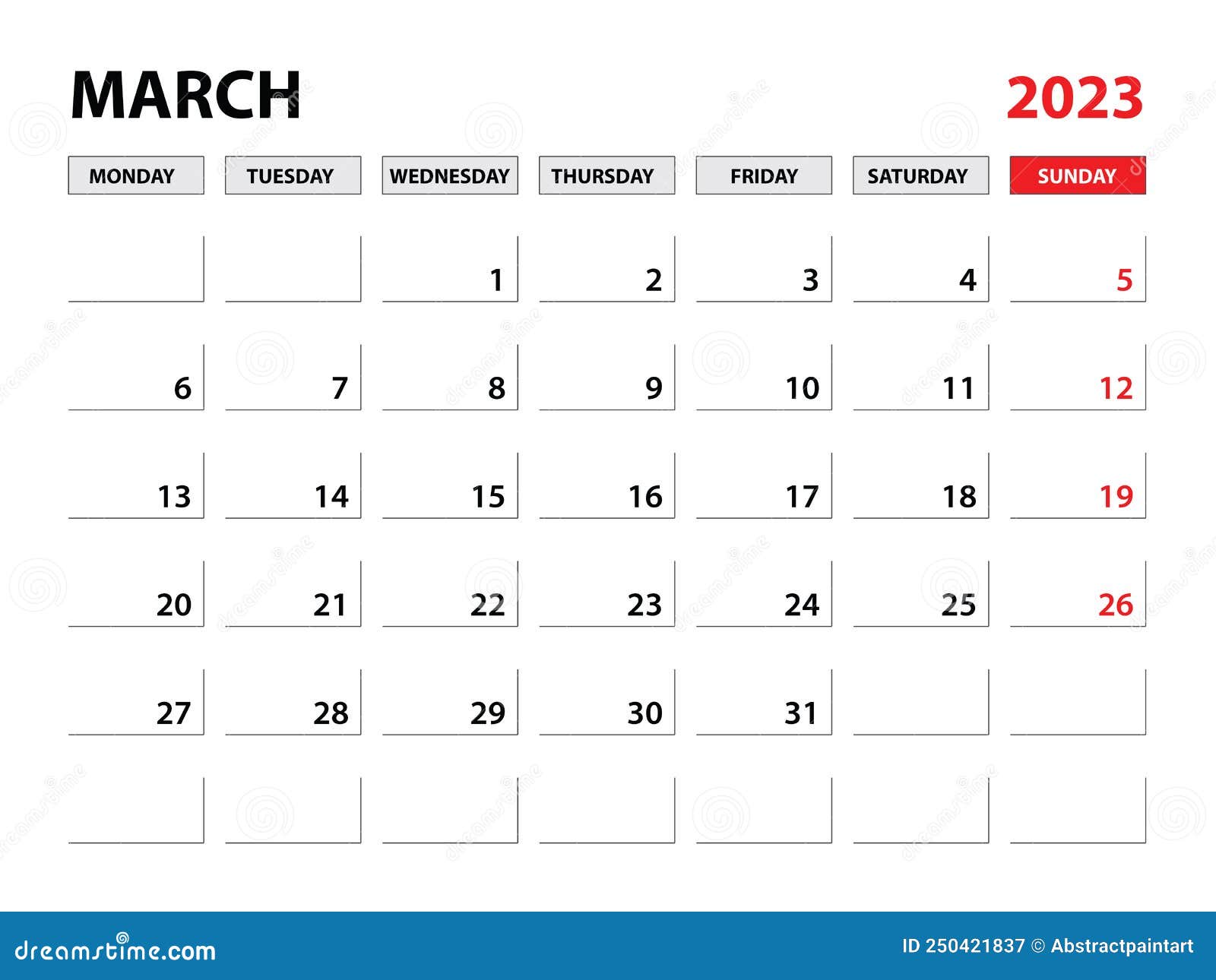 march 2023 year planner template, calendar 2023 template, monthly and yearly planners. organizer diary. week start monday