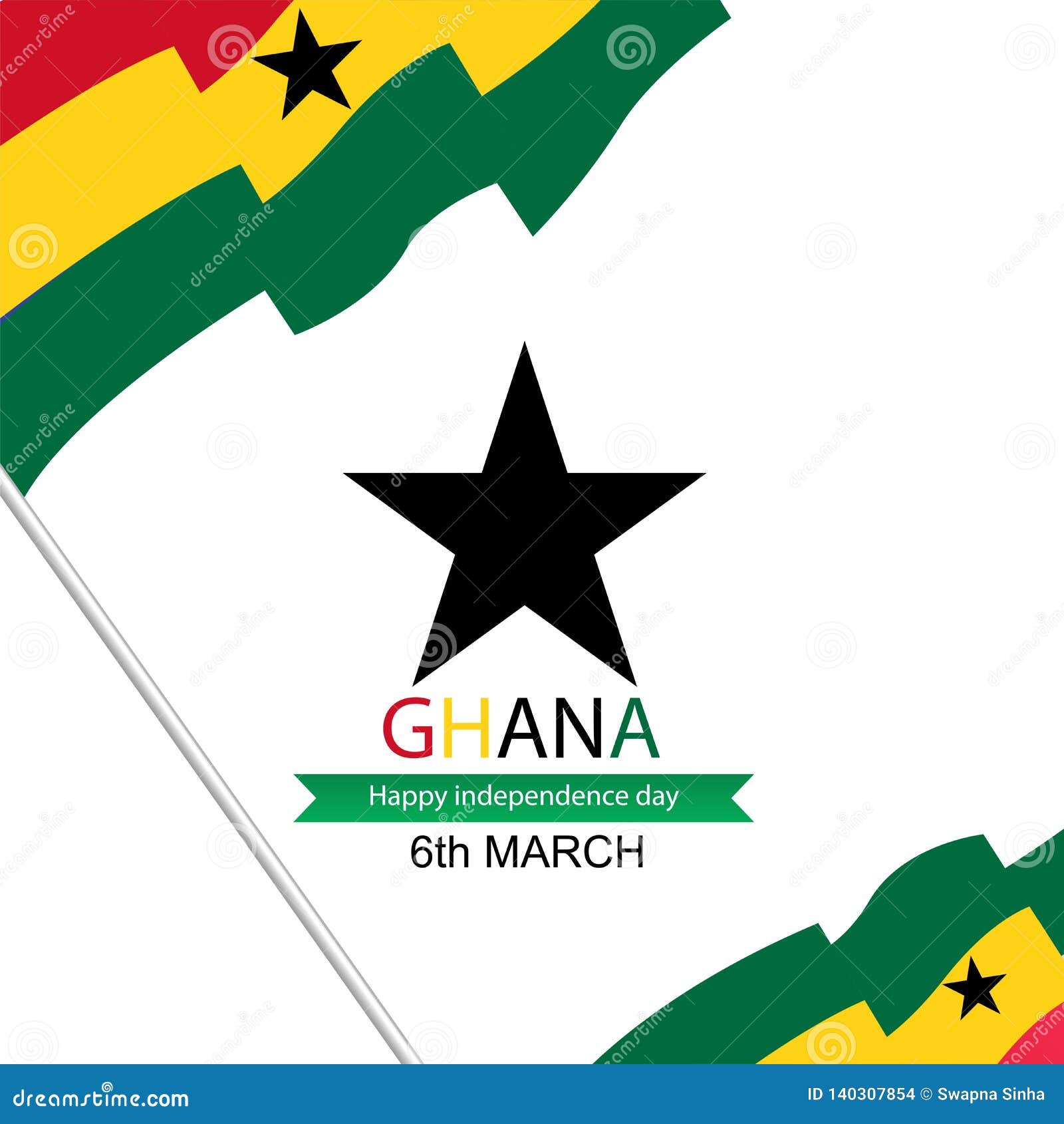 Ghana Independence Day Background in National Flag Color Theme. Vector