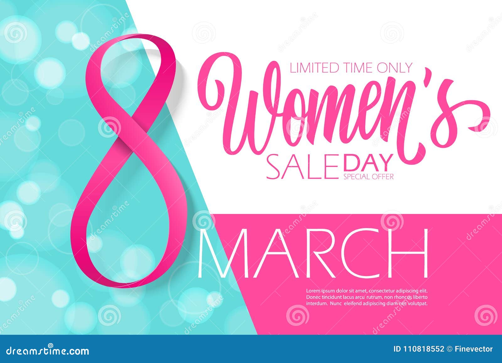 8 March, Happy Women`s Day Special Offer Banner with Hand Drawn Lettering  for Holiday Shopping. Stock Vector - Illustration of event, calligraphy:  110818552