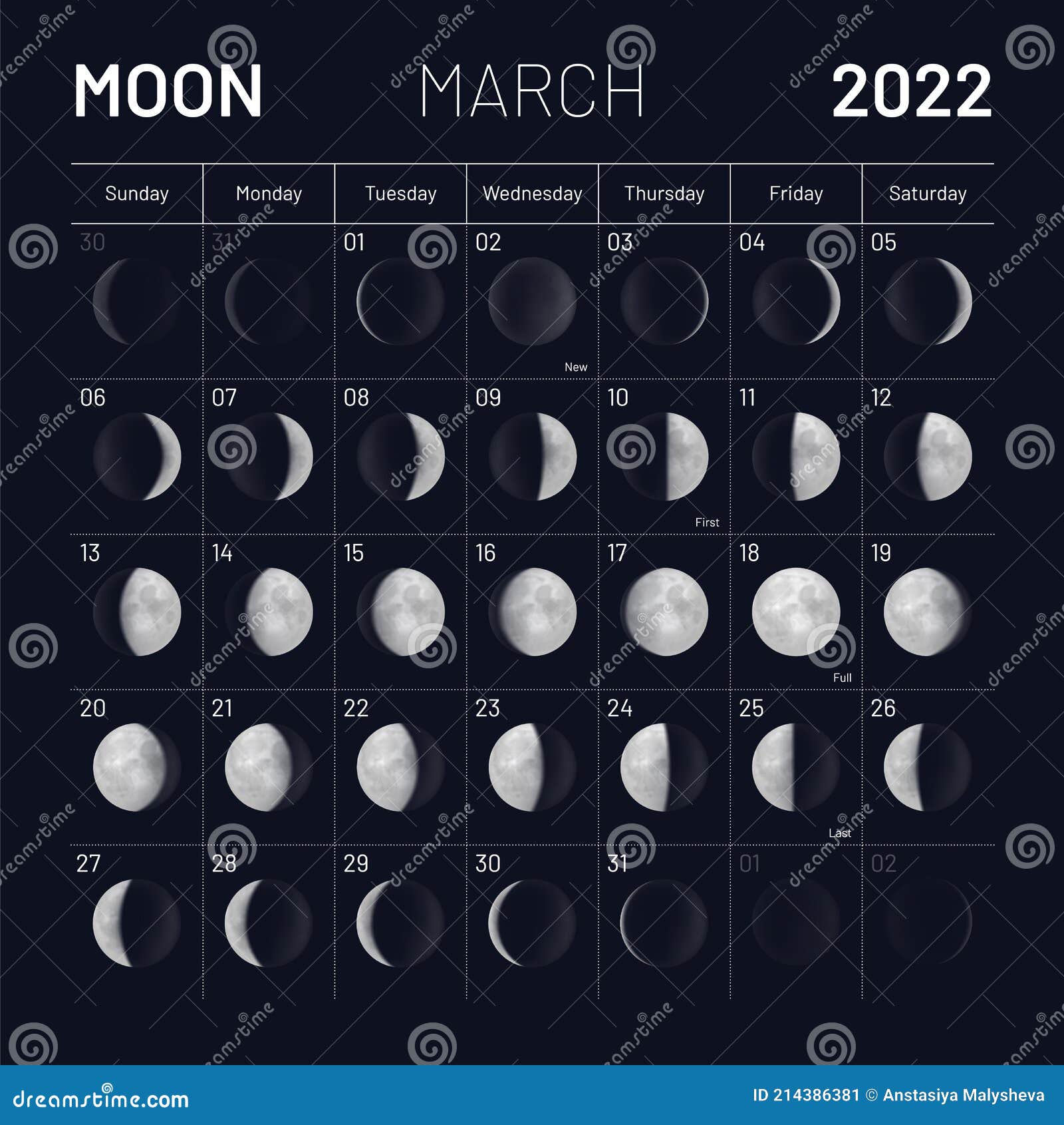 march-moon-phases-calendar-on-dark-night-sky-stock-vector-illustration-of-calendar-design