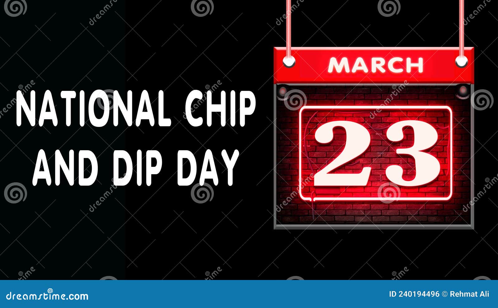 23 March, National Chip and Dip Day, Neon Text Effect on Black ...
