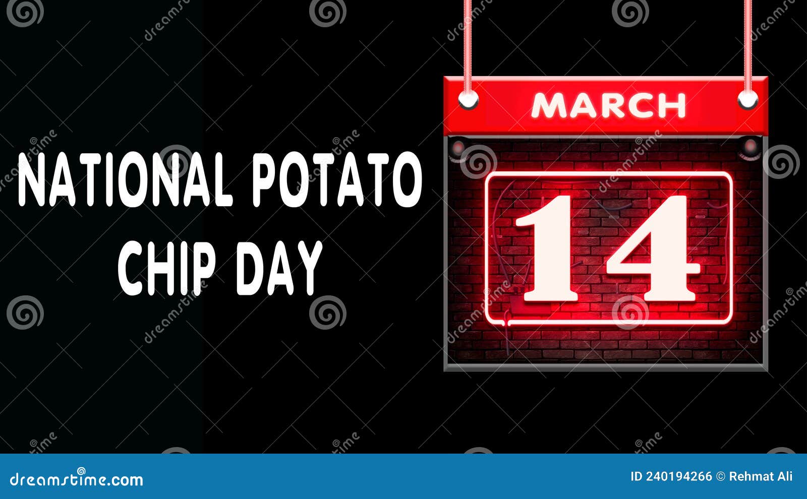 14 March, National Potato Chip Day, Neon Text Effect on Black ...