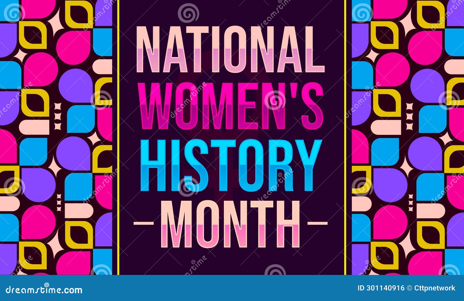 march is national women's history month, colorful wallpaper with s and typography