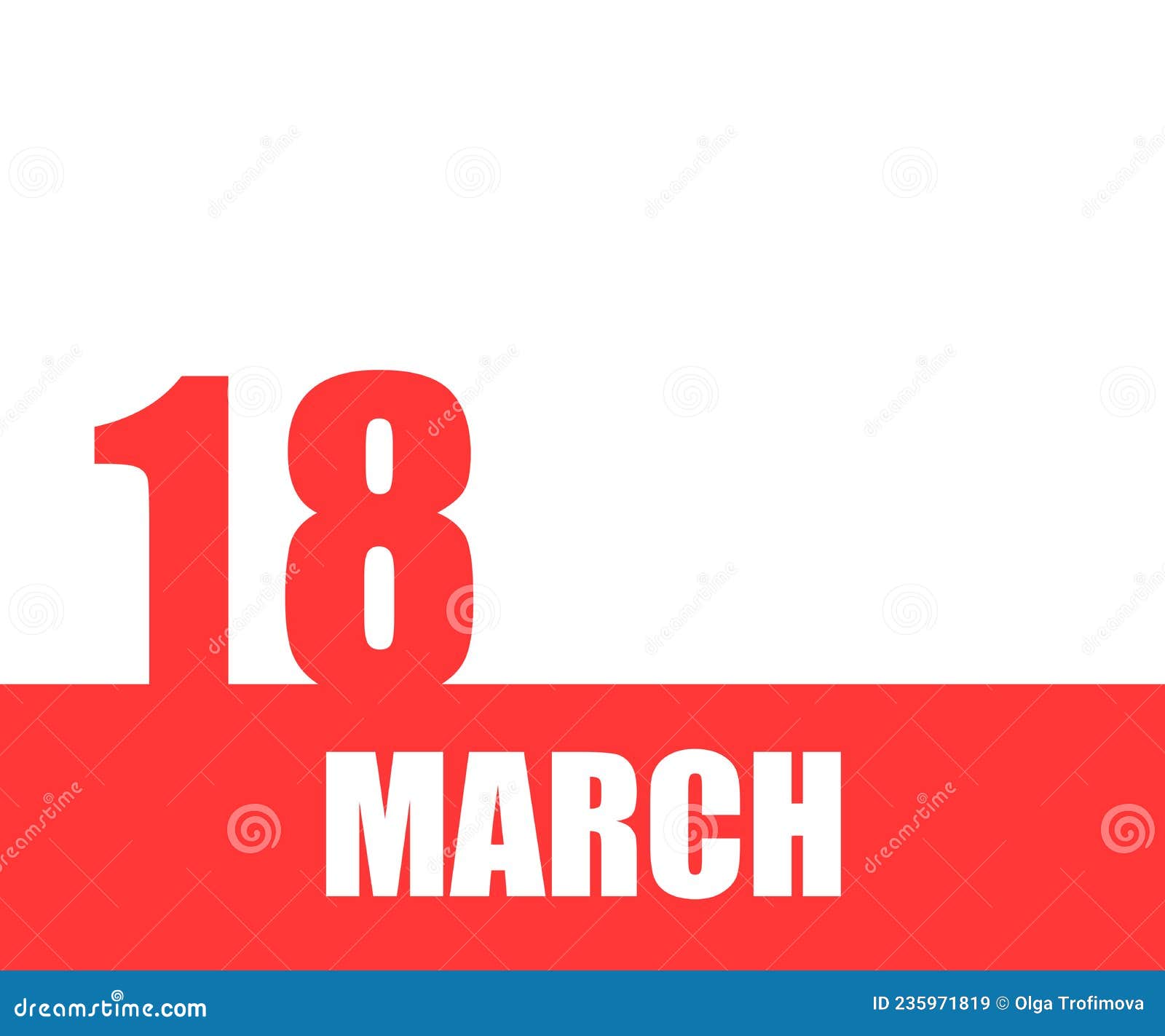 March. 18th Day of Month, Calendar Date Stock Illustration