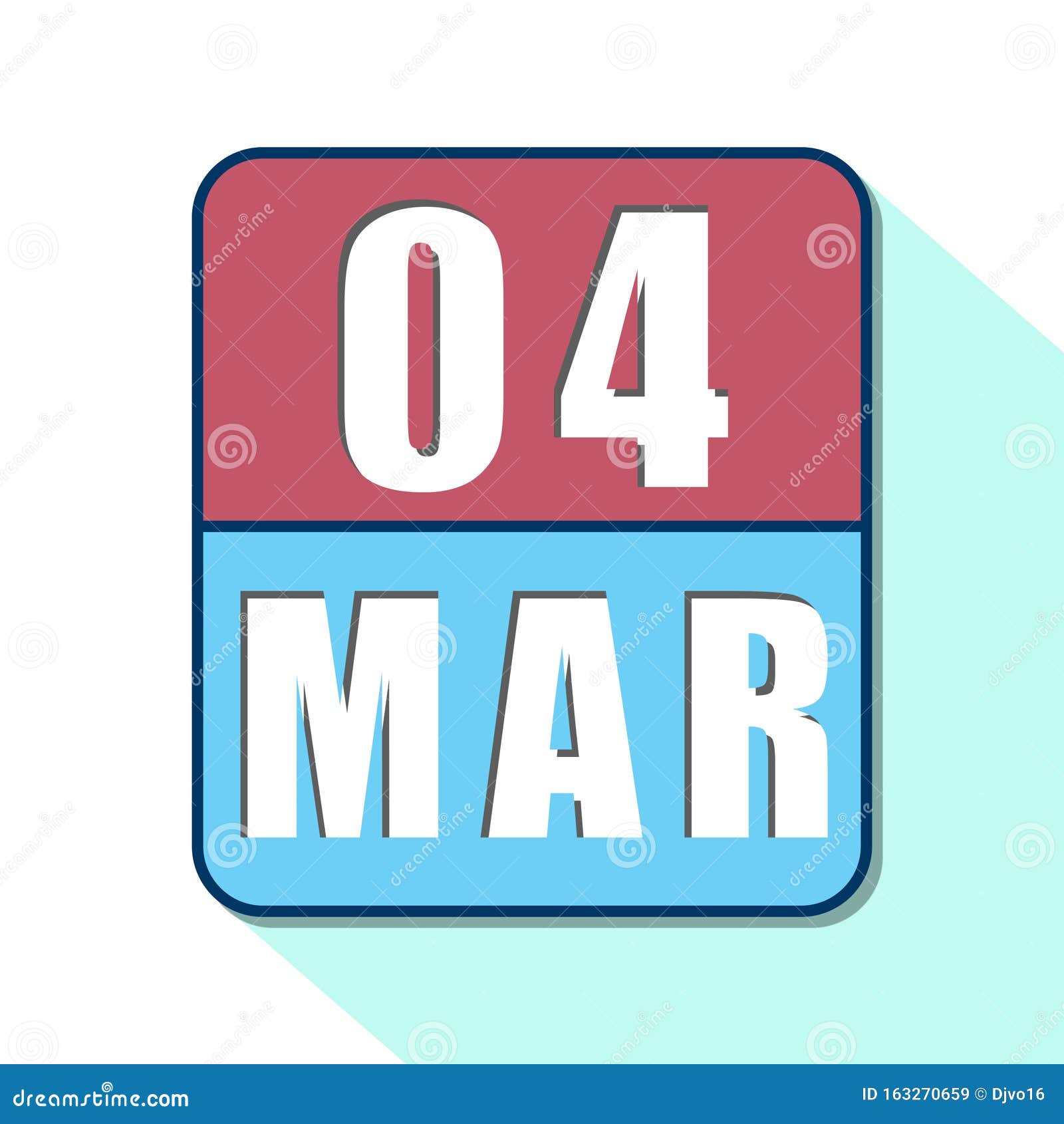 March 4th. Day 4 of Month,Simple Calendar Icon on White Background
