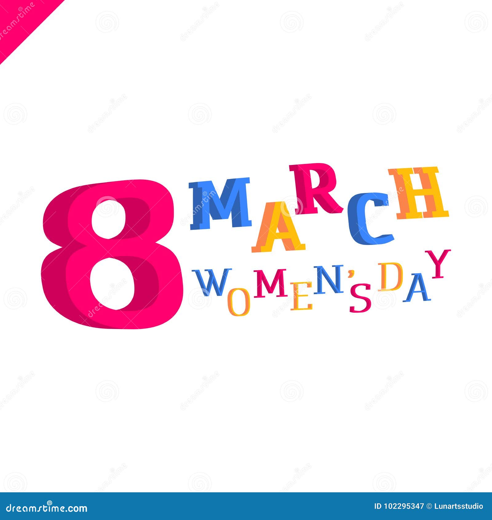 8 March Women`s Day Colorful 3d Style Text Stock Vector - Illustration ...