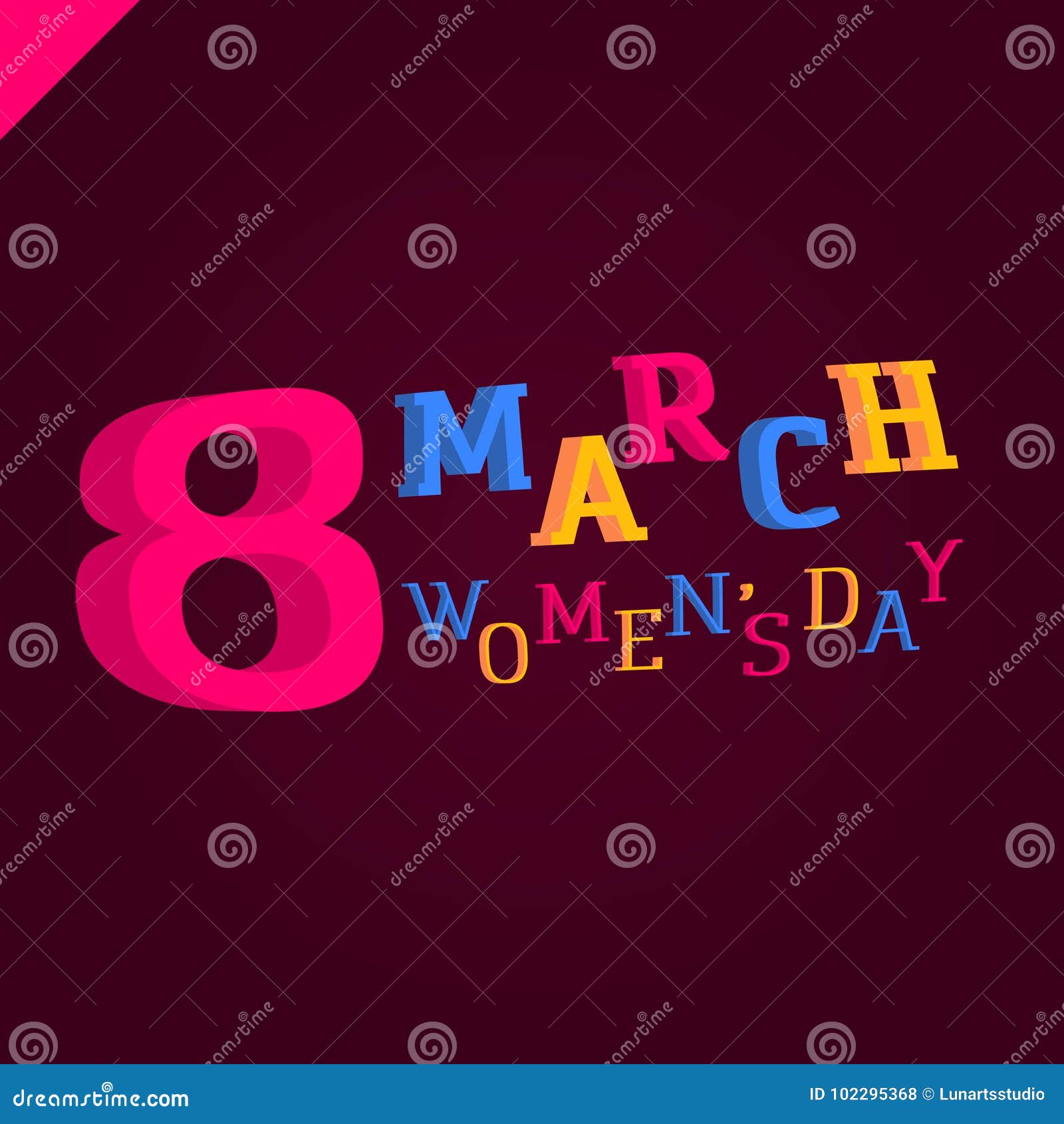 8 March Women`s Day Colorful 3d Style Text Stock Vector - Illustration ...