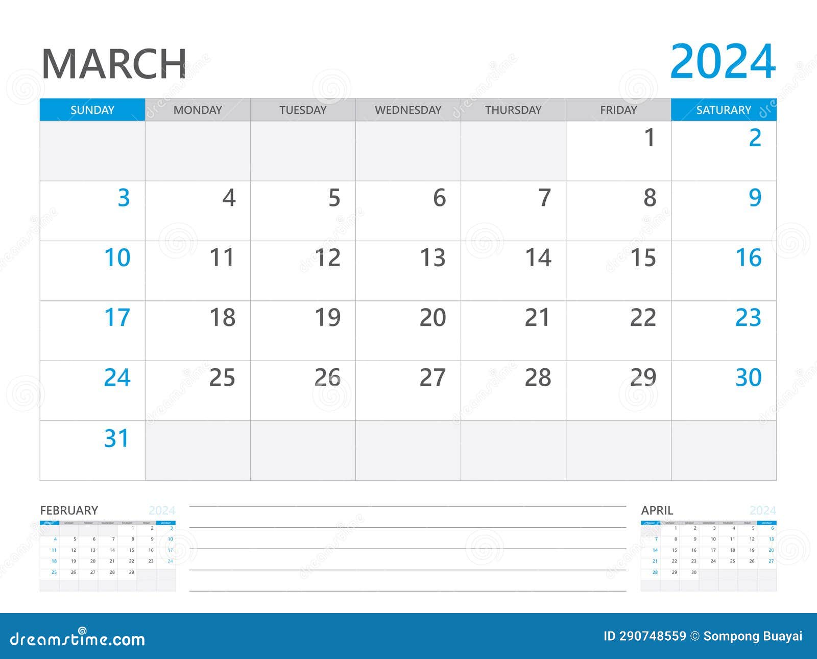 march 2024 year, calendar planner 2024 and set of 12 months, week start on sunday. desk calendar 2024 , simple and clean
