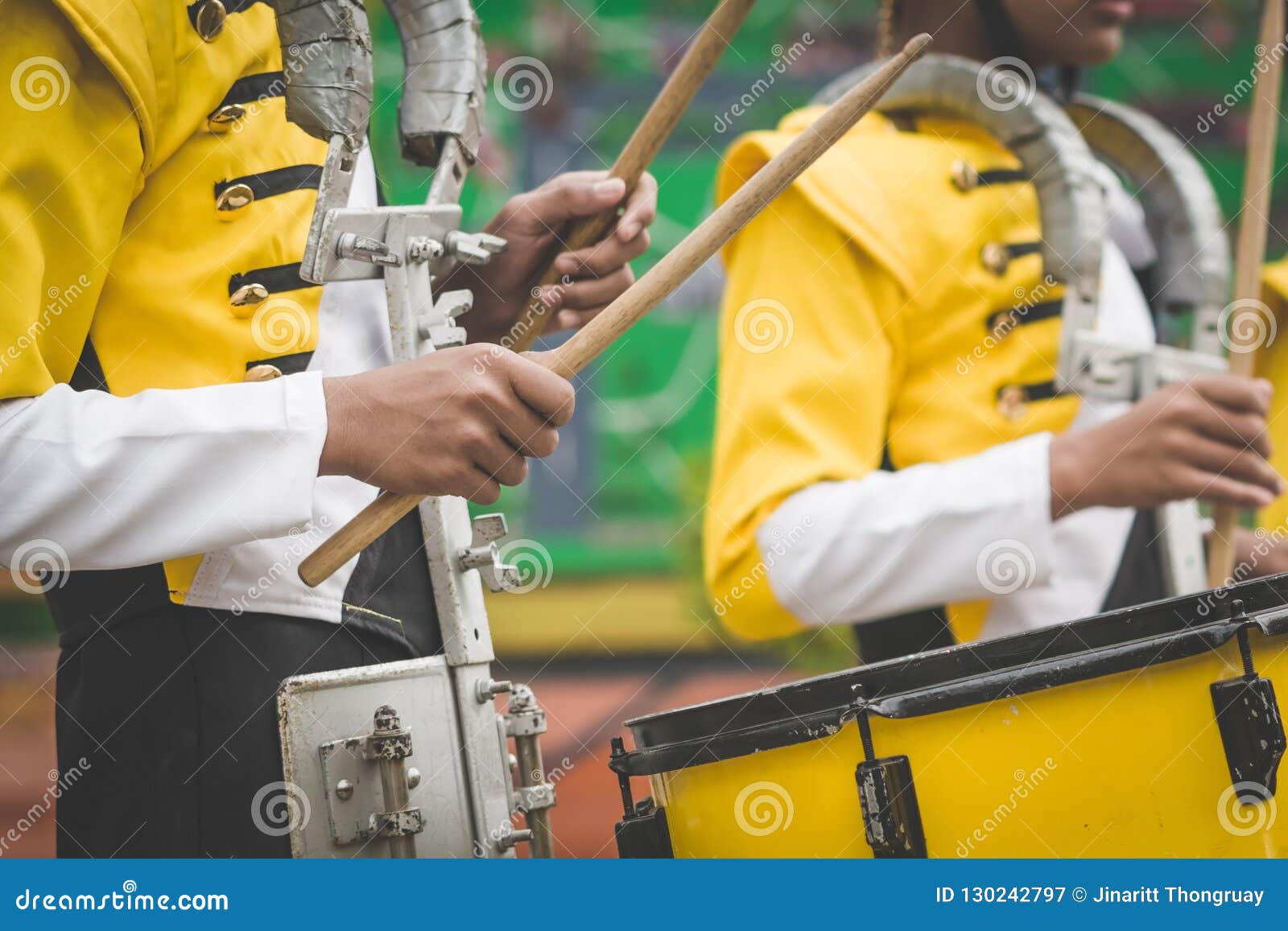 Marching Band Drummers Perform in School Stock Image Image of