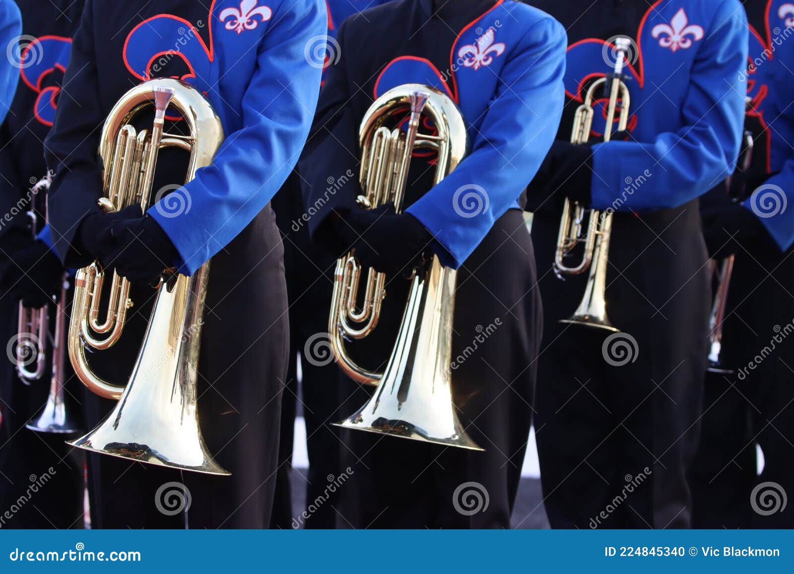 Marching Band Musician Holding Horn Stock Photo Image of gold, horns