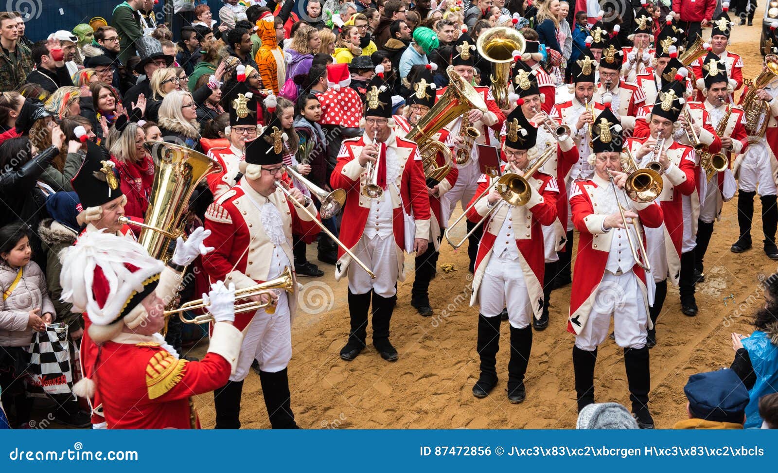 Marching Band in Uniform in the Rose Monday Parade with Audience Editorial Photo Image of