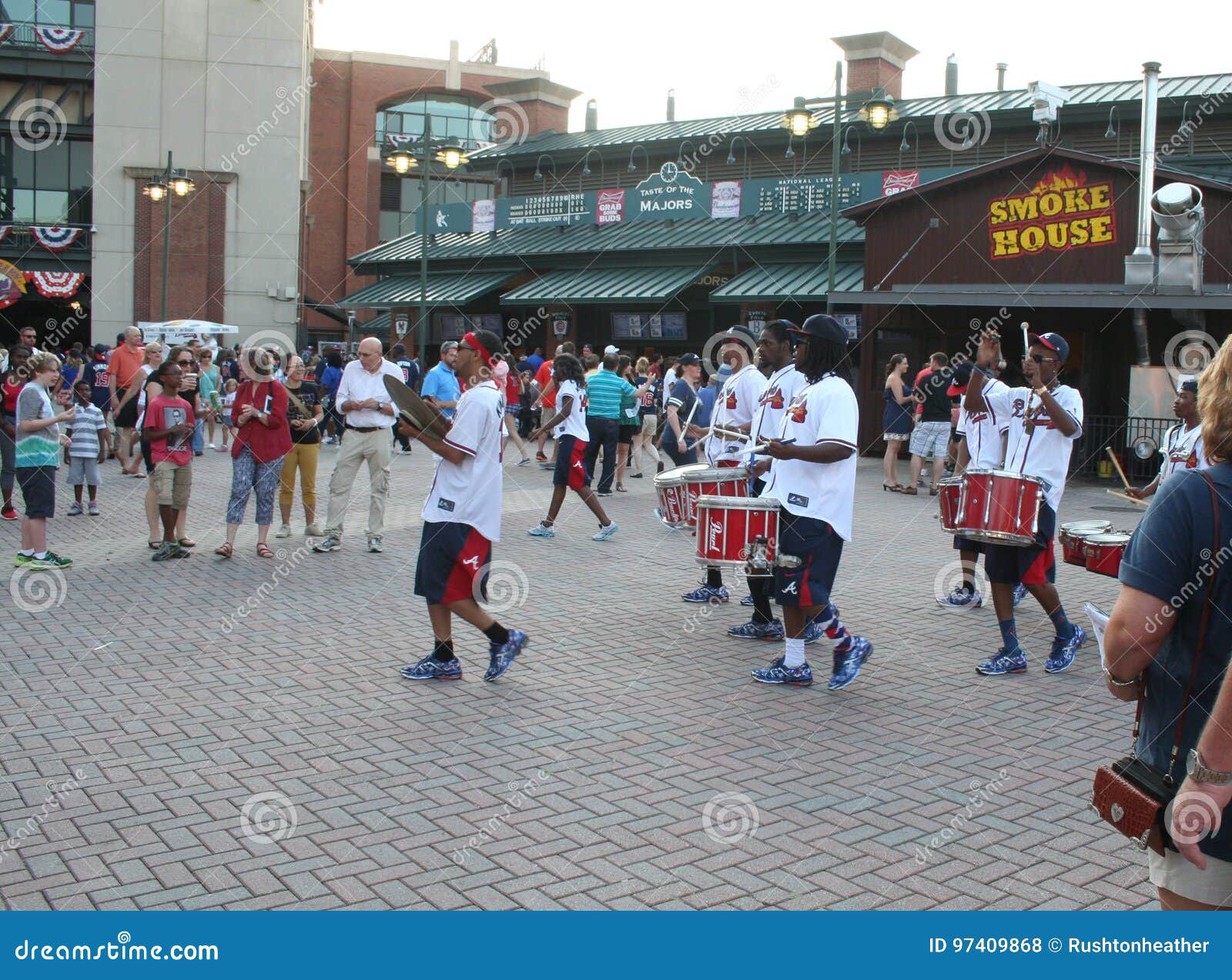 Marching Percussion Band at Atlanta Braves Game Editorial Stock Photo